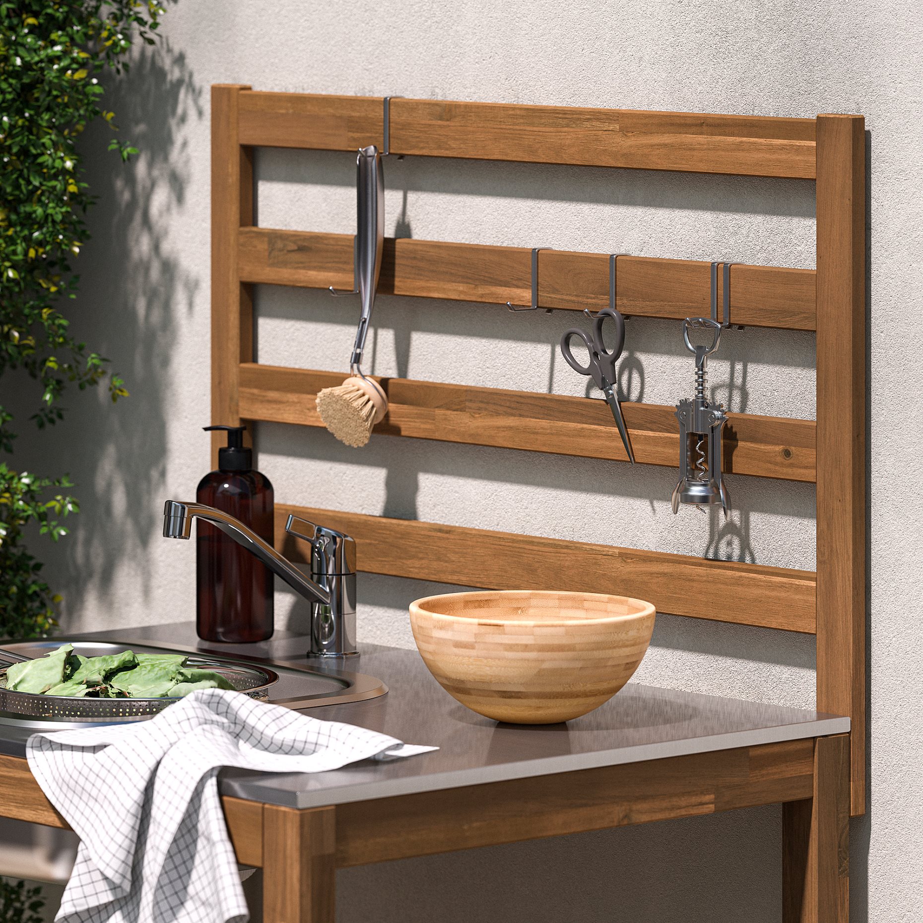 NÄMMARÖ, μονάδα κουζίνας με νεροχύτη εξωτερικού χώρου, 240x62 cm, 496.155.25