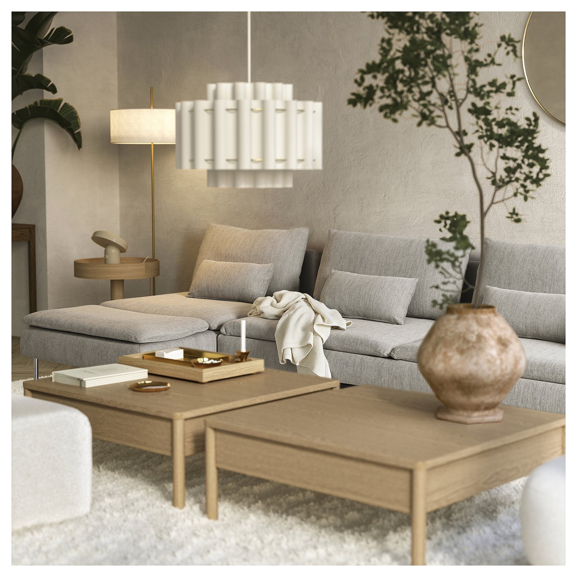 SÖDERHAMN, 4-seat sofa-bed with chaise longue and open end, 496.164.26