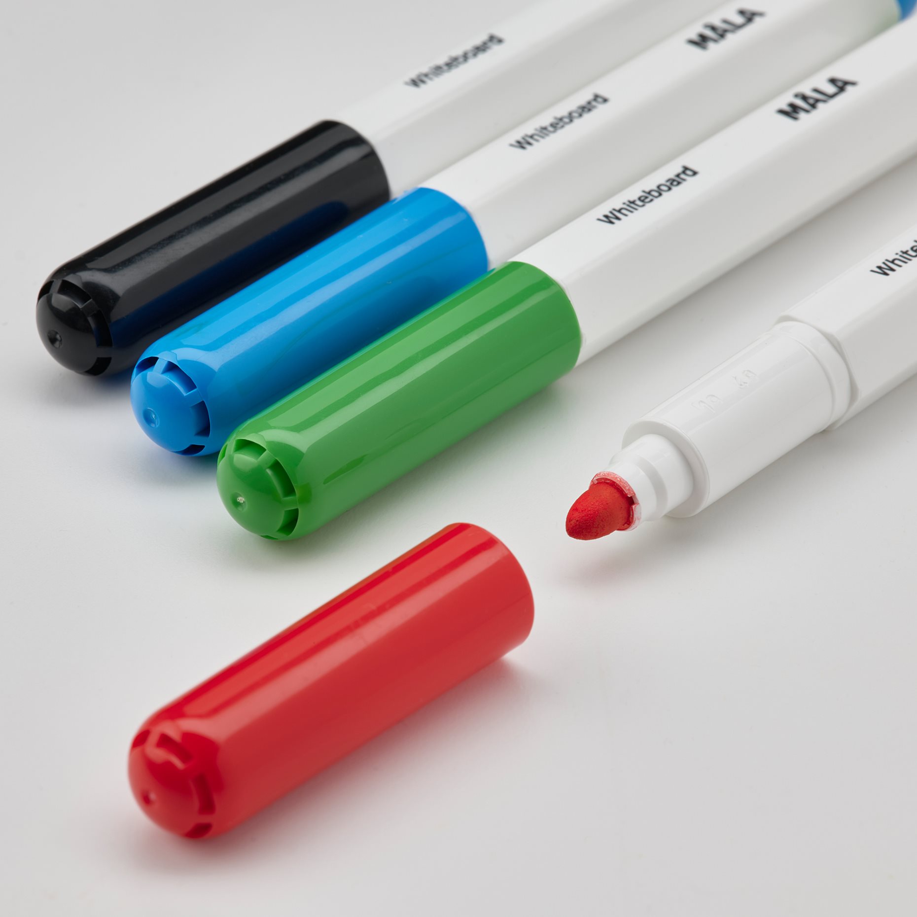 MÅLA, whiteboard pen with holder/eraser, 4 pack, 504.565.92