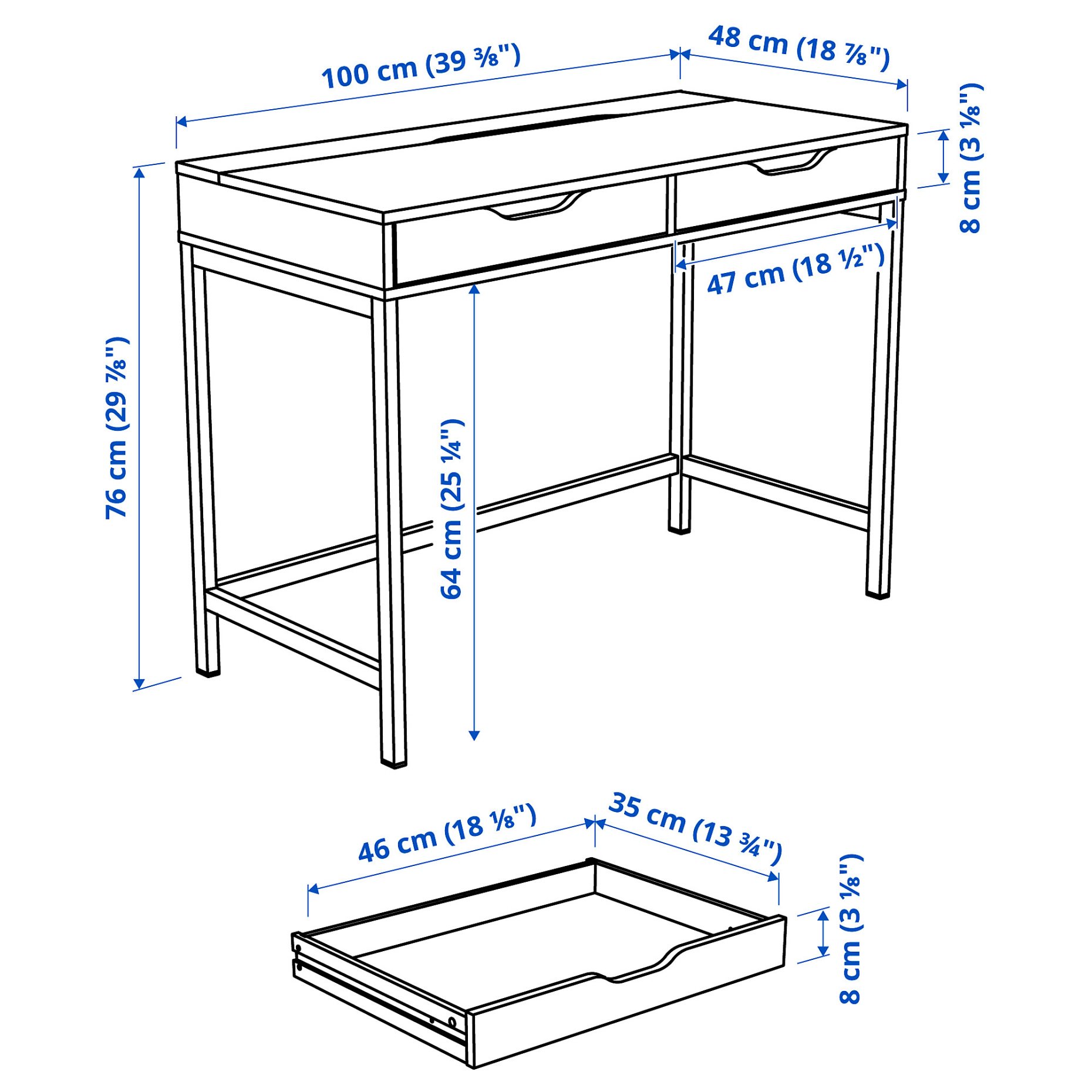 ALEX, desk, 100x48 cm, 504.735.63