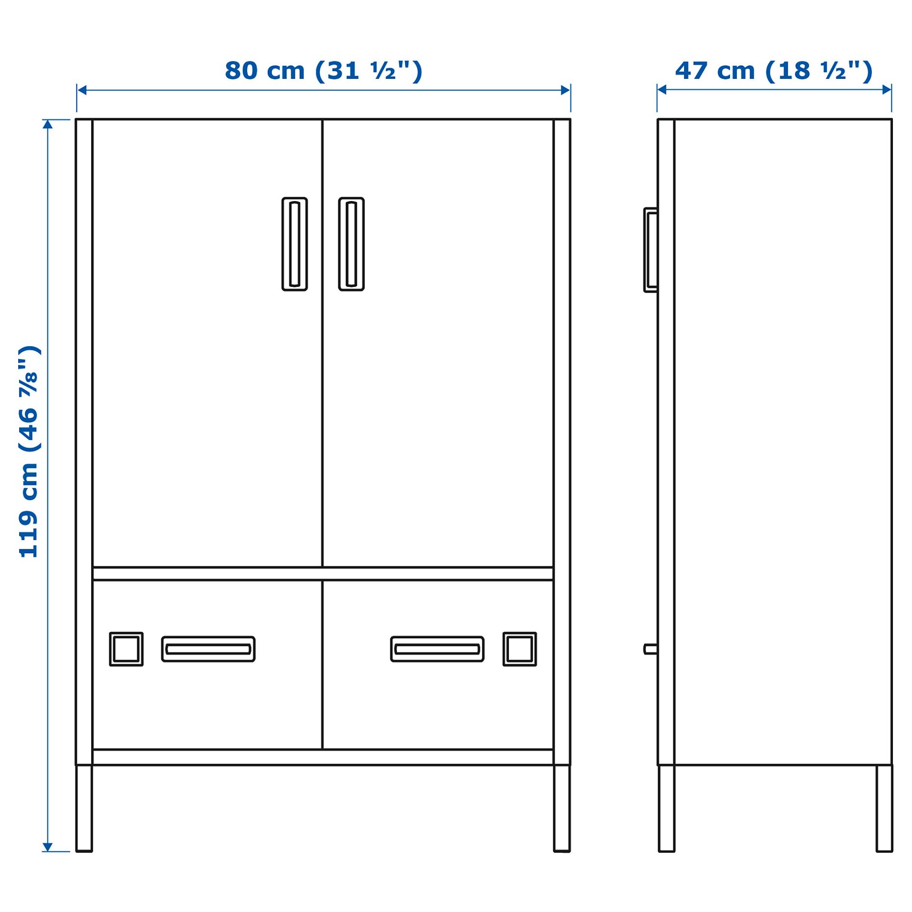 IDÅSEN, ντουλάπι με πόρτες και συρτάρια, 80x47x119 cm, 504.963.81