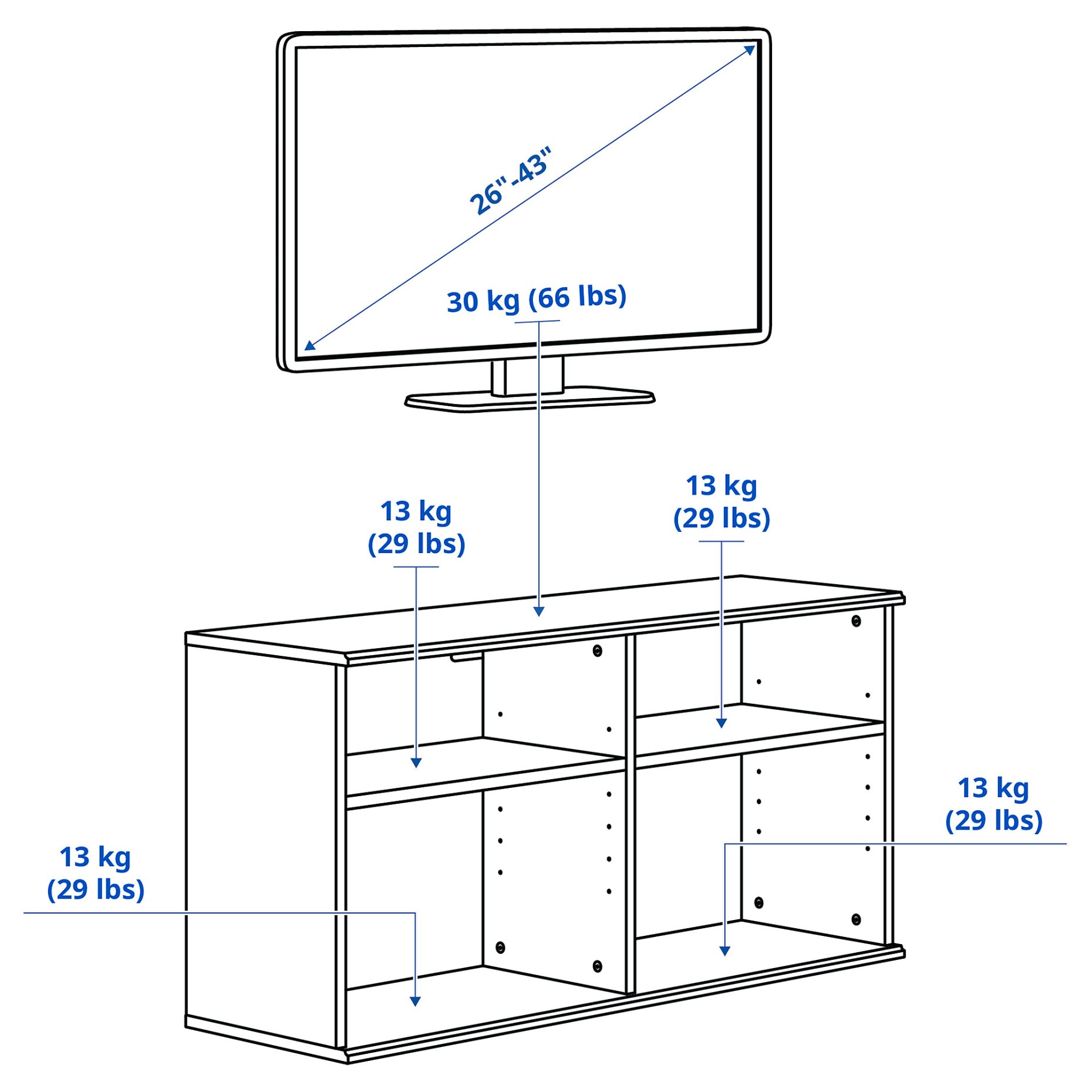 SKRUVBY, έπιπλο TV, 118x38x60 cm, 505.203.57