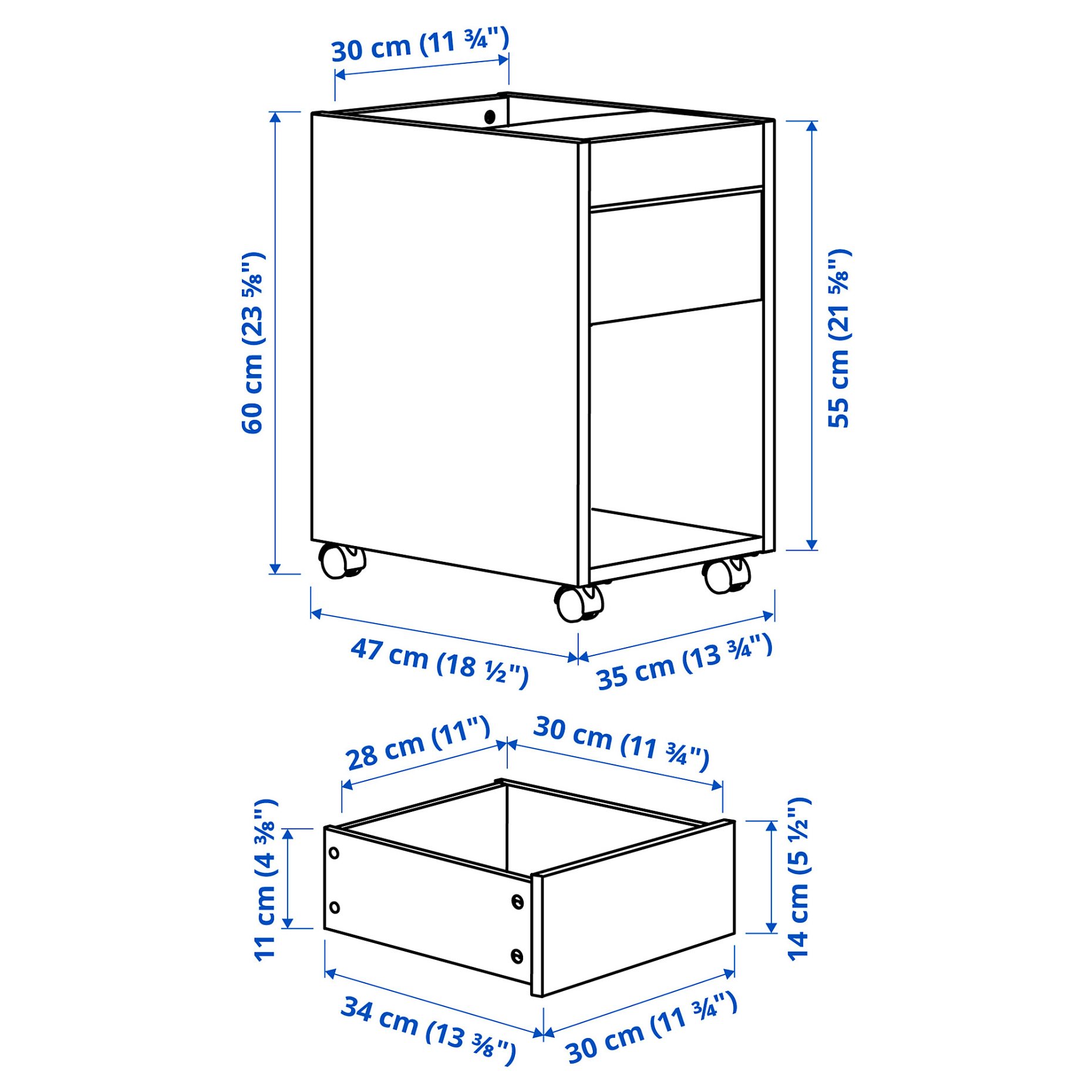 TONSTAD, drawer unit on castors, 35x60 cm, 505.382.01