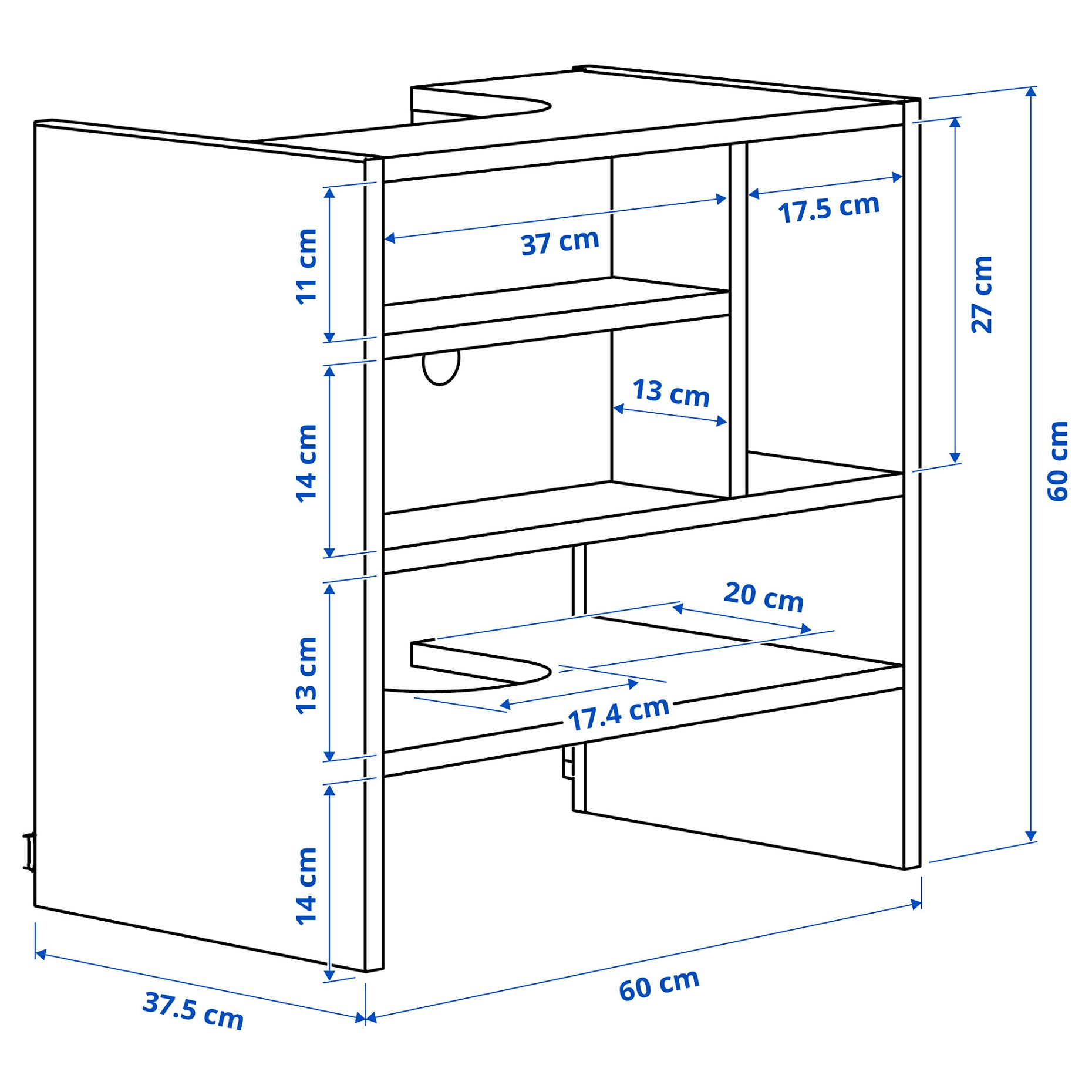METOD, wall cabinet frame for built in extractor hood, 60x37x60 cm, 505.476.39