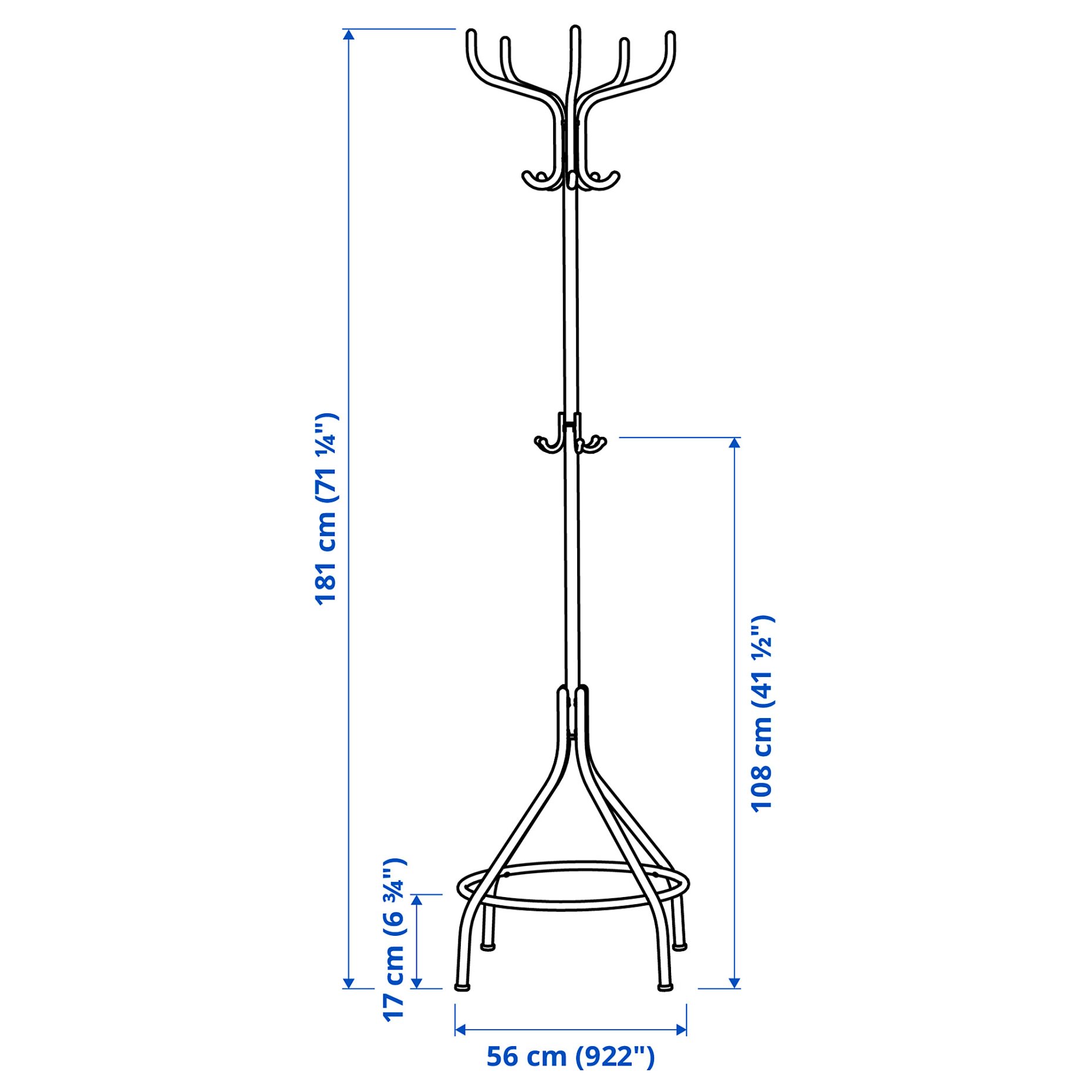 NIPÅSEN, hat and coat stand, 181 cm, 505.861.50