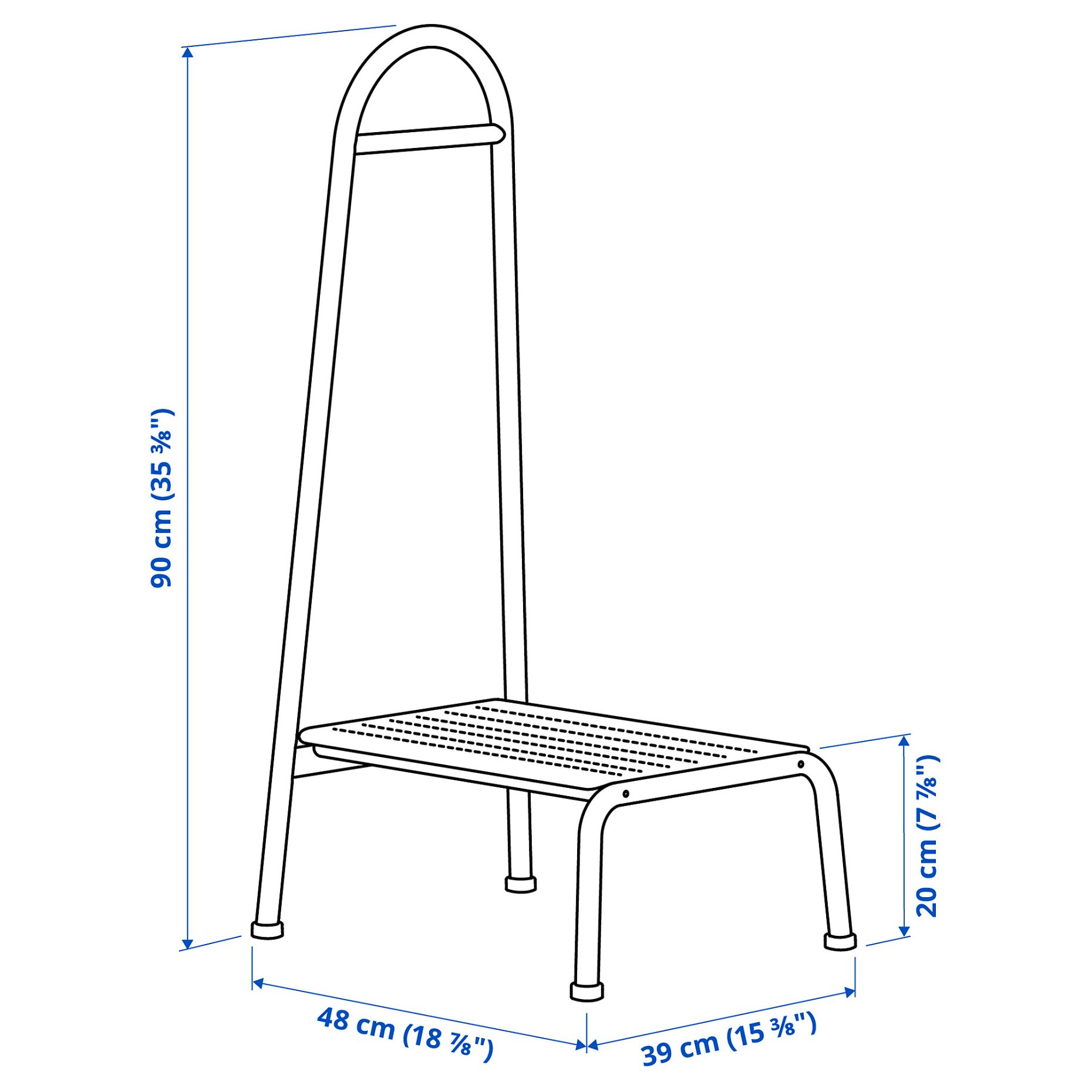 BÄSINGEN, step stool with handrail, 505.957.48