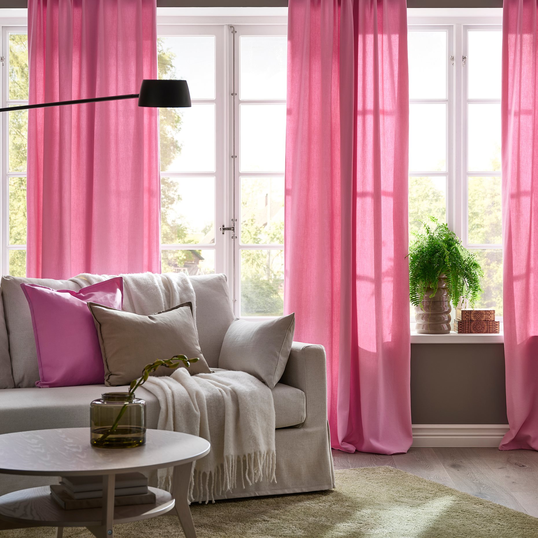 GINSTMOTT, curtains with heading tape/1 pair, 145x300 cm, 505.971.82