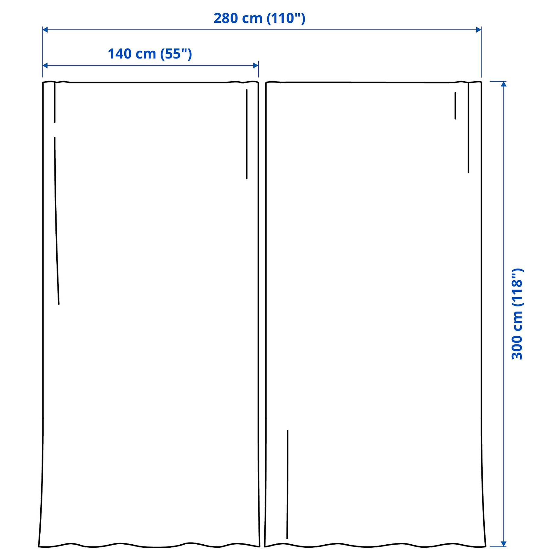 LENDA, curtains with tie-backs and heading tape/1 pair, 140x300 cm, 506.149.40