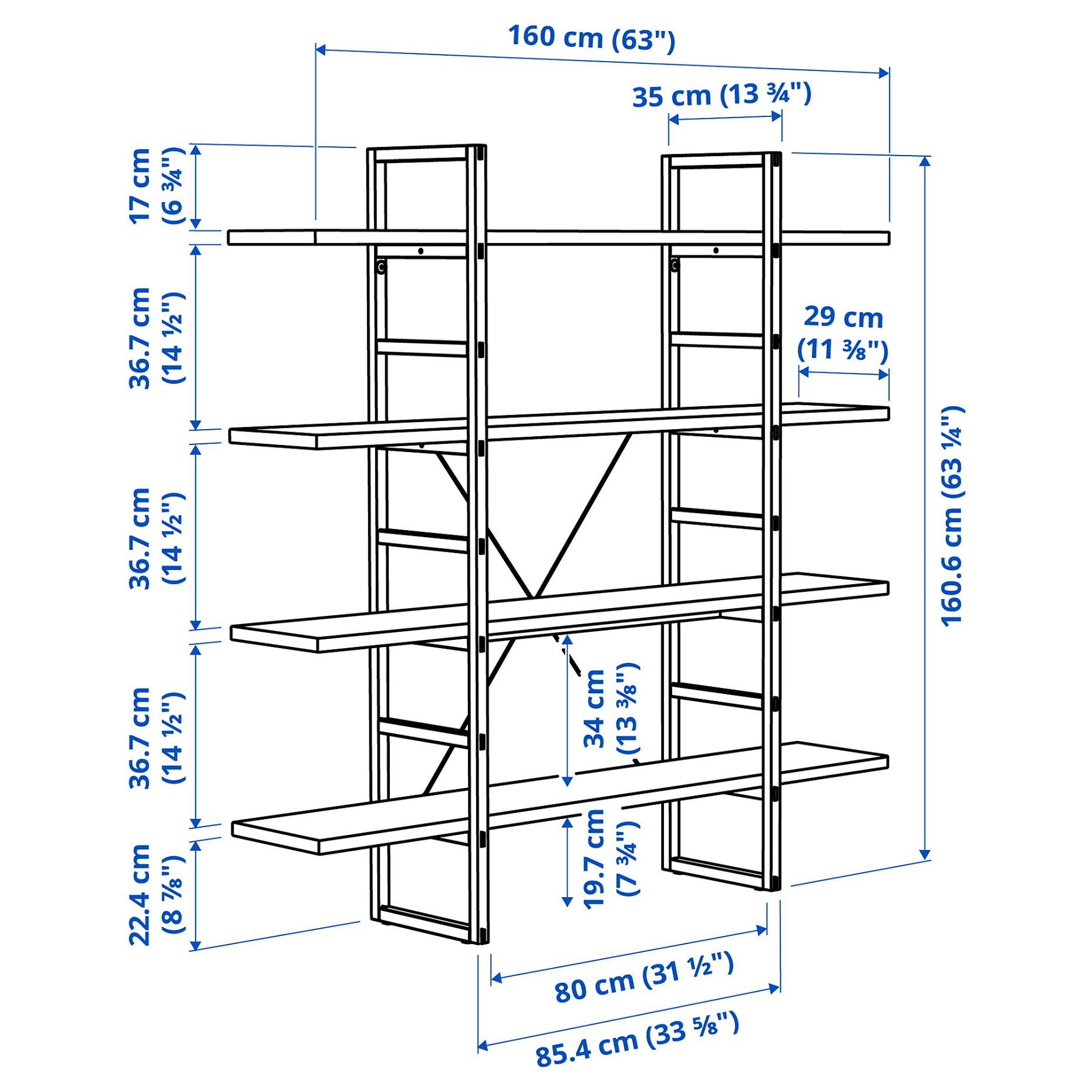 IKEA PS 2026, ραφιέρα, 160x35x161 cm, 506.168.16