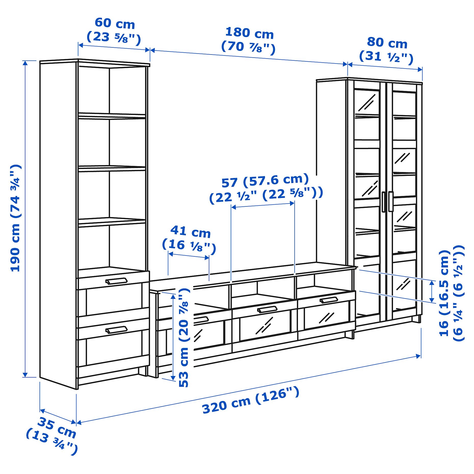 BRIMNES, TV storage combination/glass doors, 592.782.32