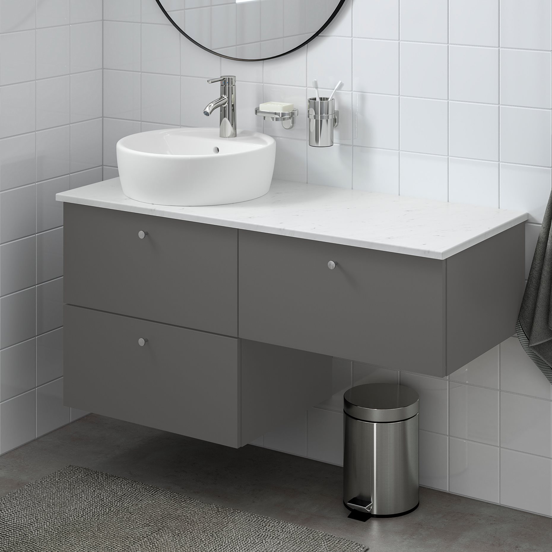GODMORGON/TOLKEN/TORNVIKEN, wash-stand with 3 drawers, 122x49x74 cm, 593.397.06
