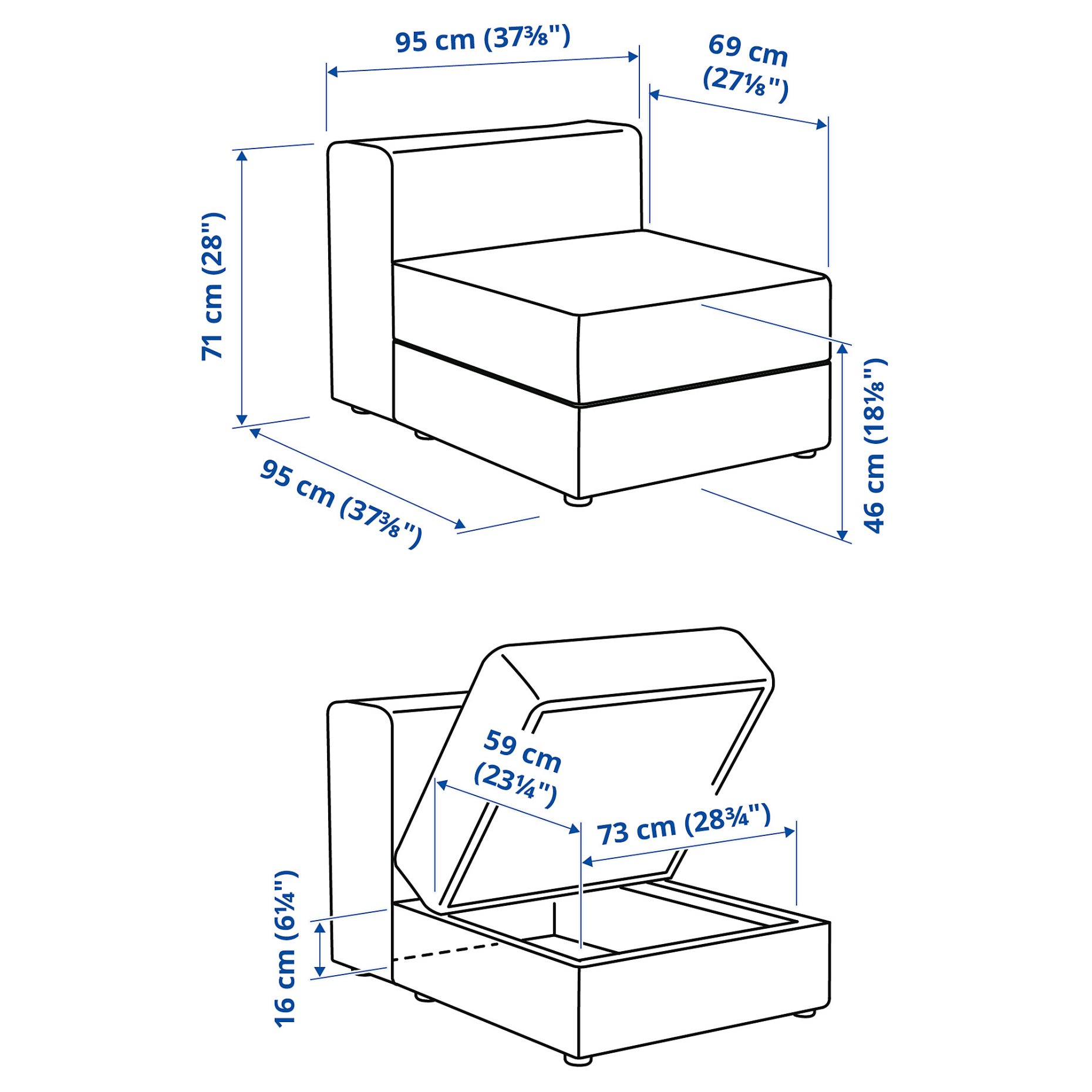 JÄTTEBO, 1,5-seat module with storage, 594.714.75