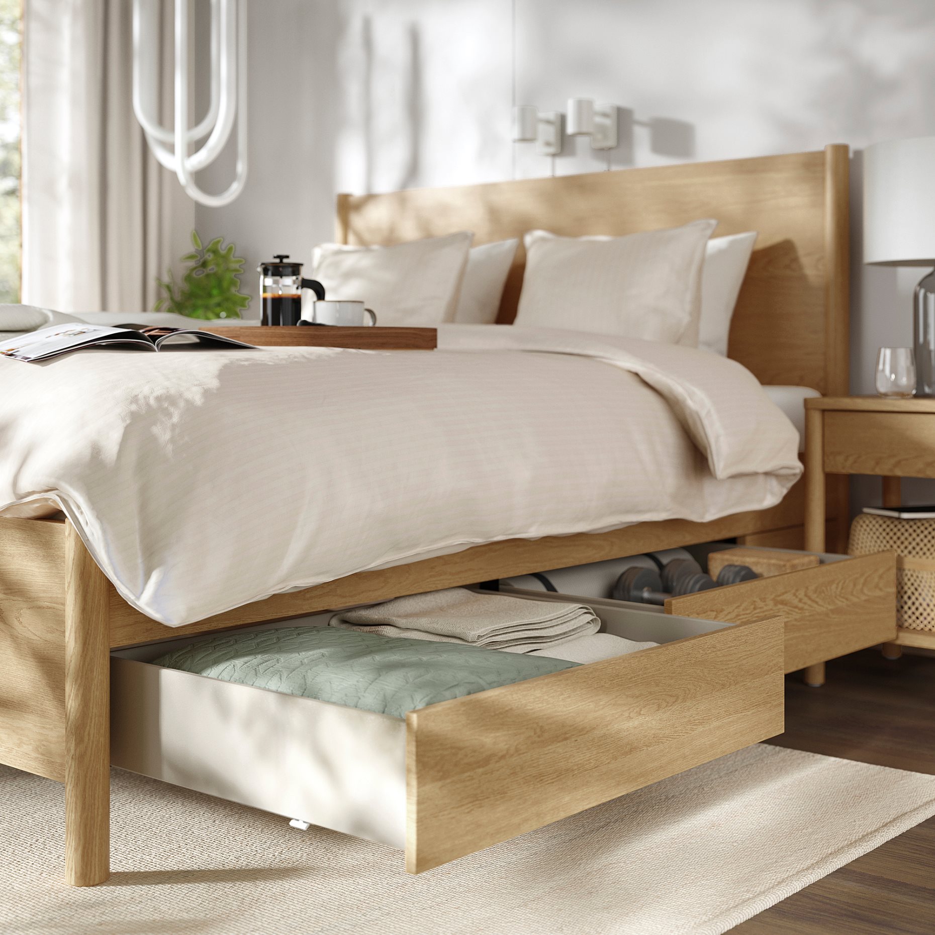 TONSTAD, bed frame with storage, 160x200 cm, 594.966.64