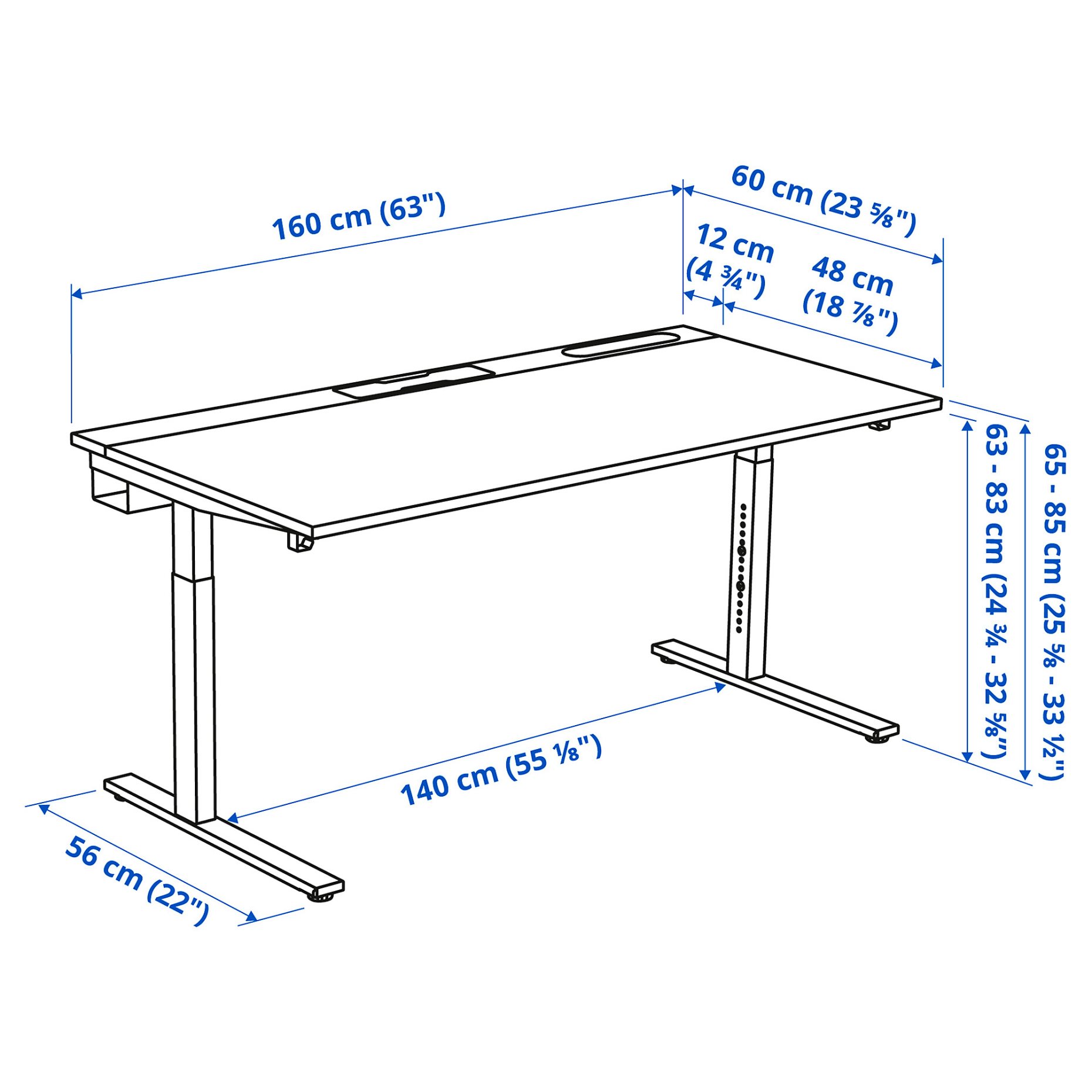 MITTZON, desk, 160x60 cm, 595.290.56