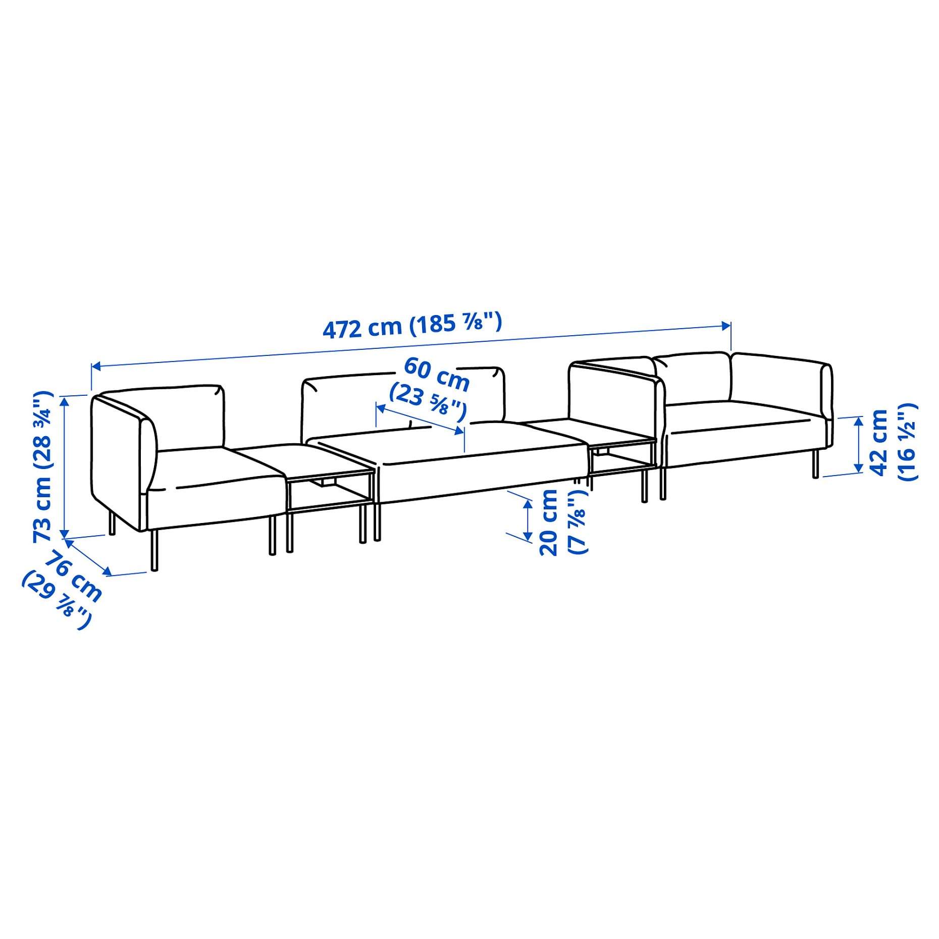 LILLEHEM, 5-seat modular sofa with side table, 595.534.66