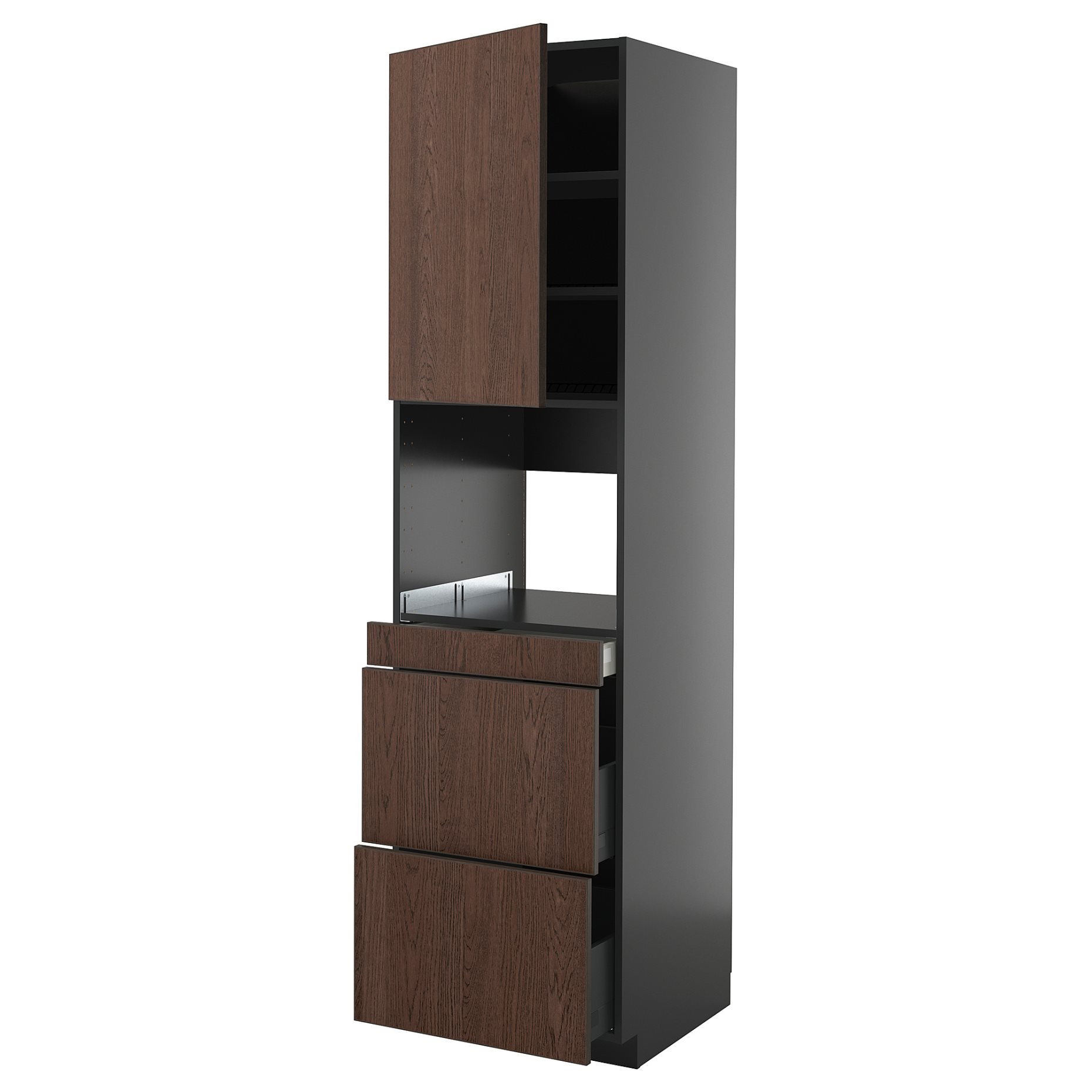 METOD/KNIVSHULT, high cabinet for microwave combi with door/3 drawers, 60x60x220 cm, 595.871.93