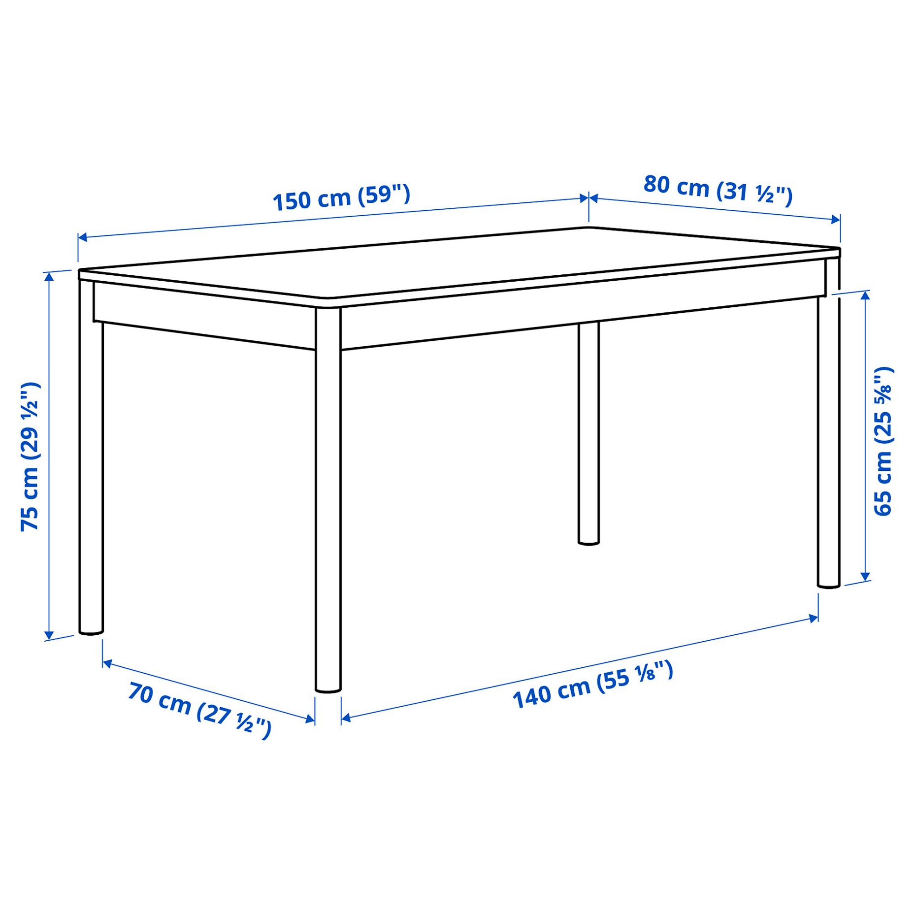 TONSTAD/TONSTAD, table and 4 chairs, 150x80 cm, 595.966.49