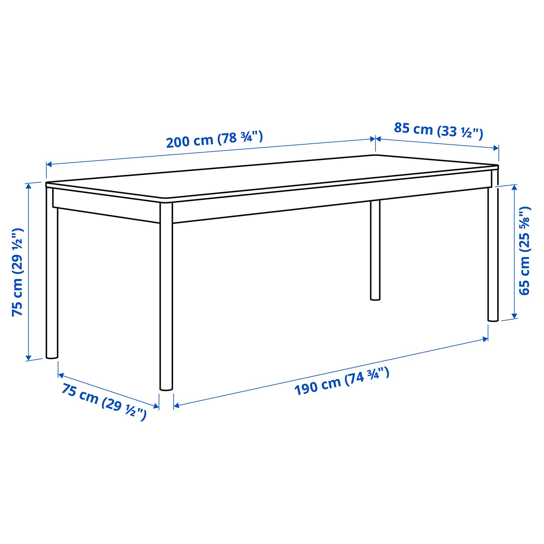 TONSTAD/TONSTAD, table and 6 chairs, 200x85 cm, 595.967.48