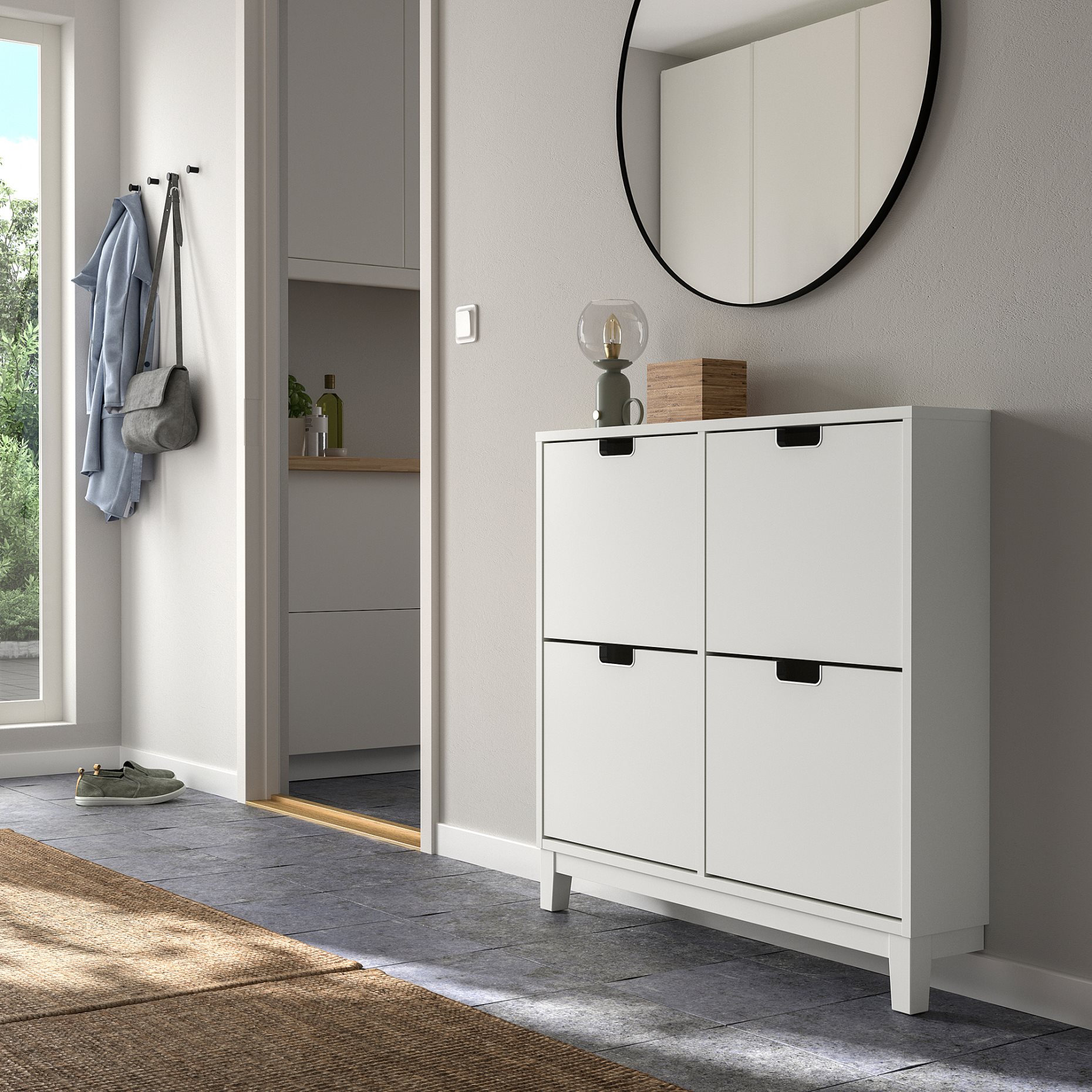 STÄLL, shoe cabinet with 4 compartments, 96x17x90 cm, 605.302.66