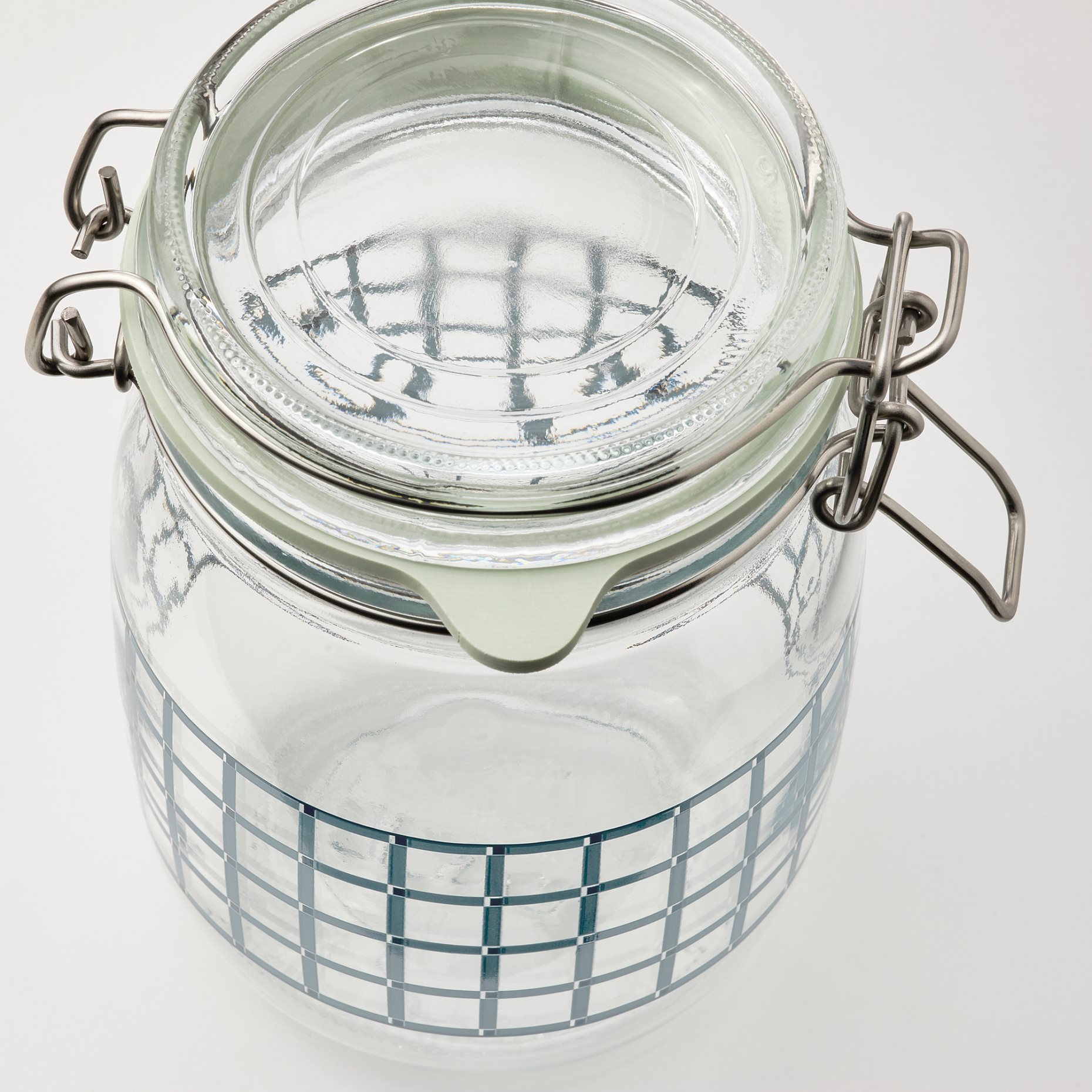 KORKEN, jar with lid/check pattern, 1 l, 605.646.85