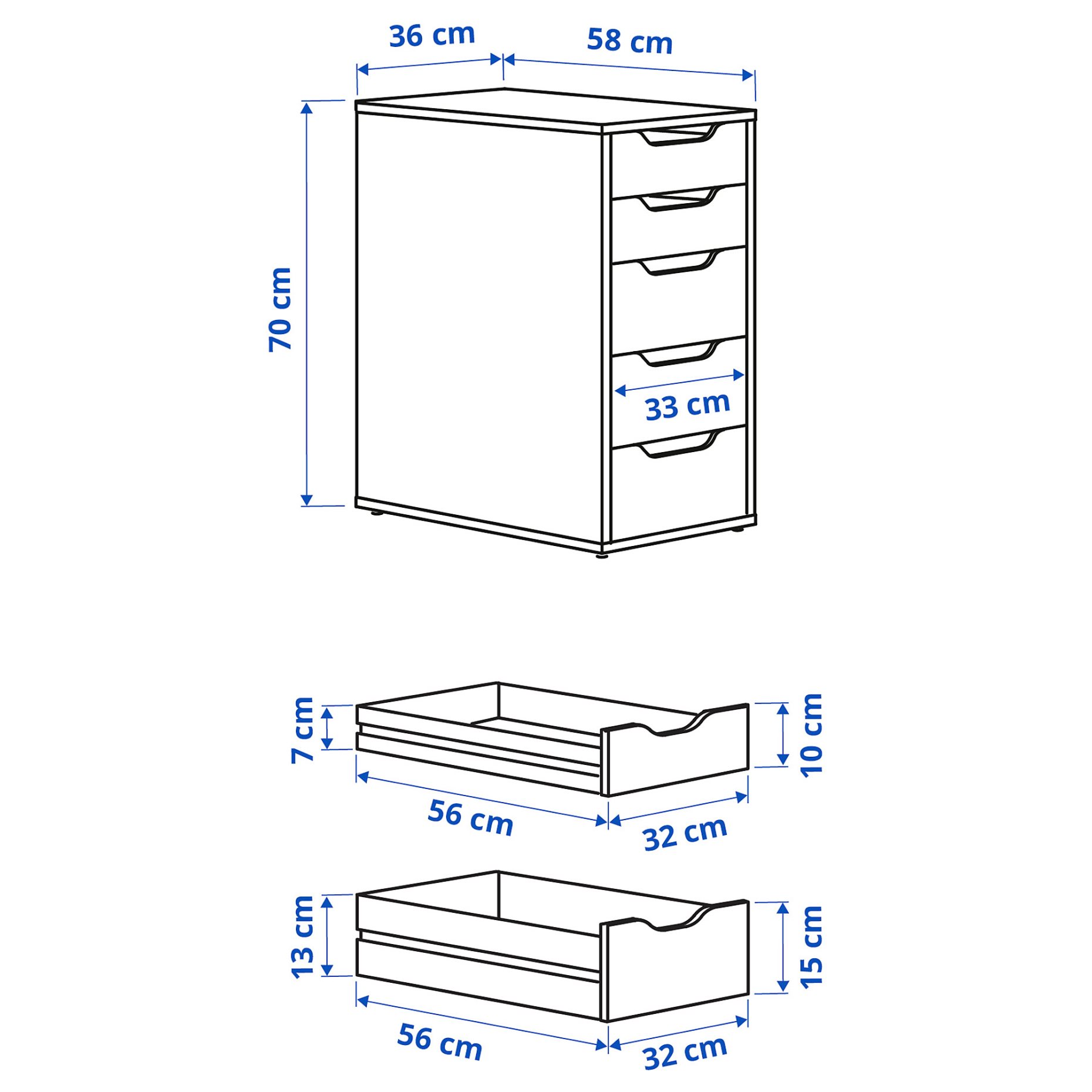 ALEX, drawer unit, 36x70 cm, 605.888.94