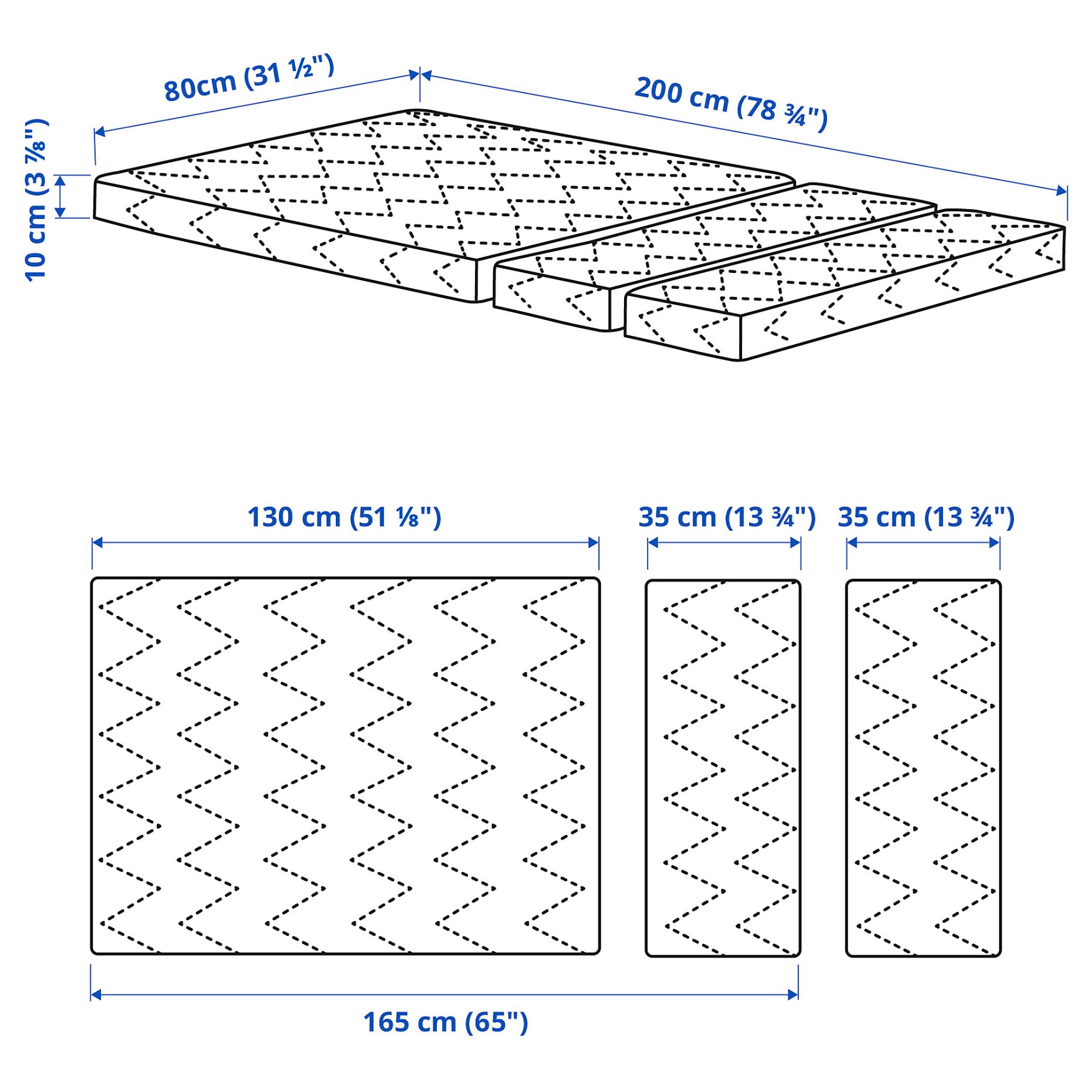 VIMSIG, foam mattress for extendable bed, 80x200 cm, 605.937.44