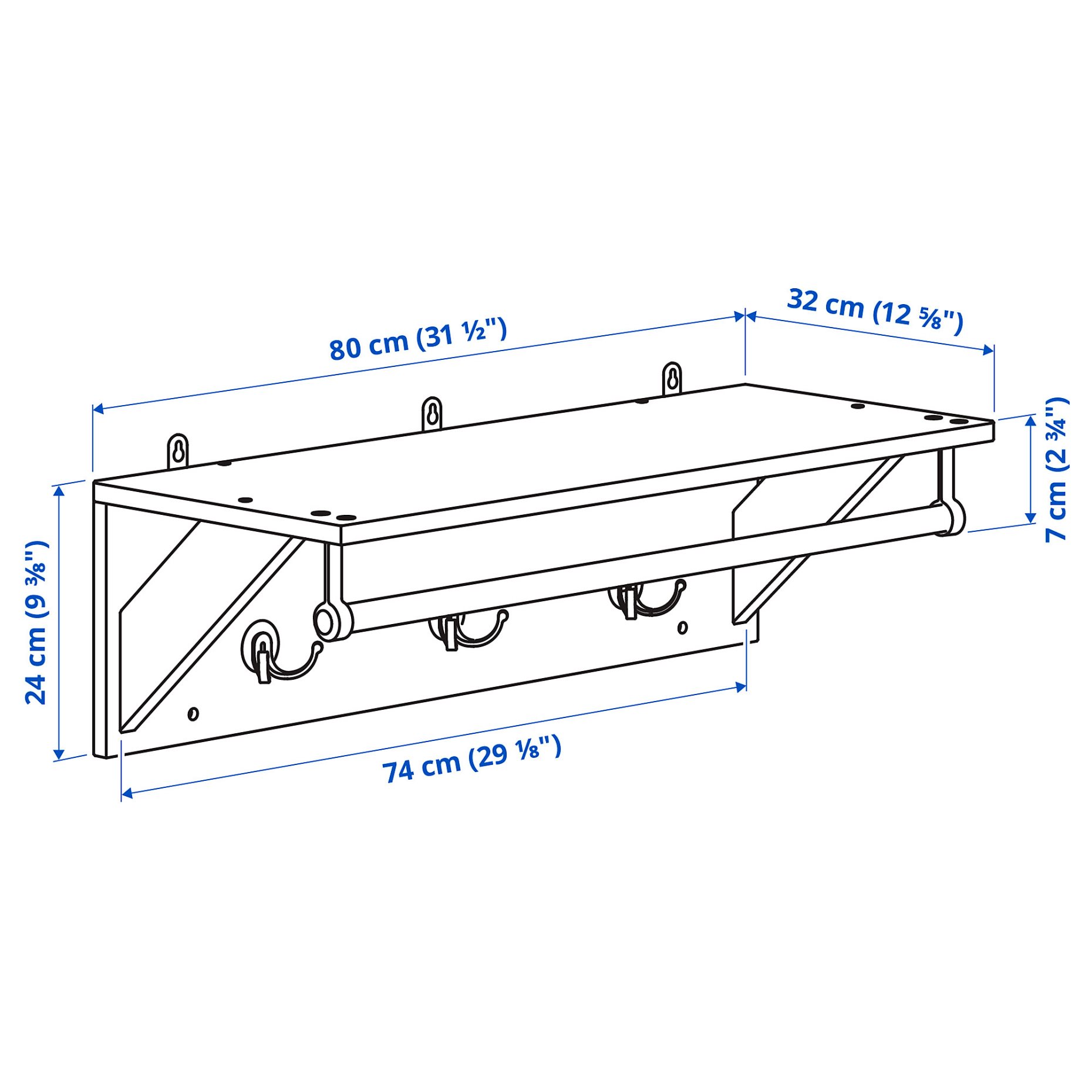 KALLSÖ, κρεμάστρα εισόδου, 80 cm, 605.993.26