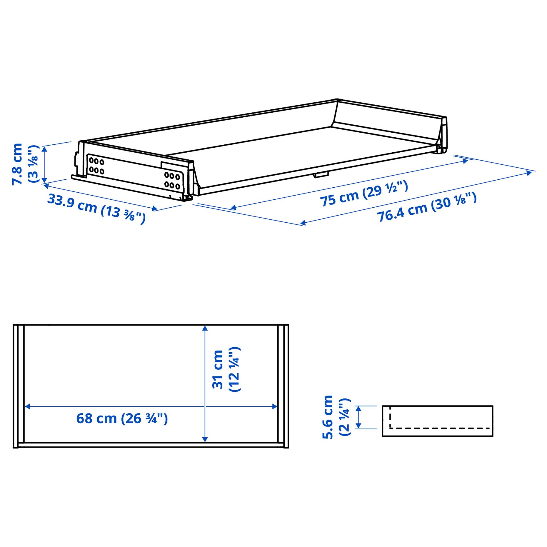 KNIVSHULT, συρτάρι χαμηλό, 80x37 cm, 606.006.69