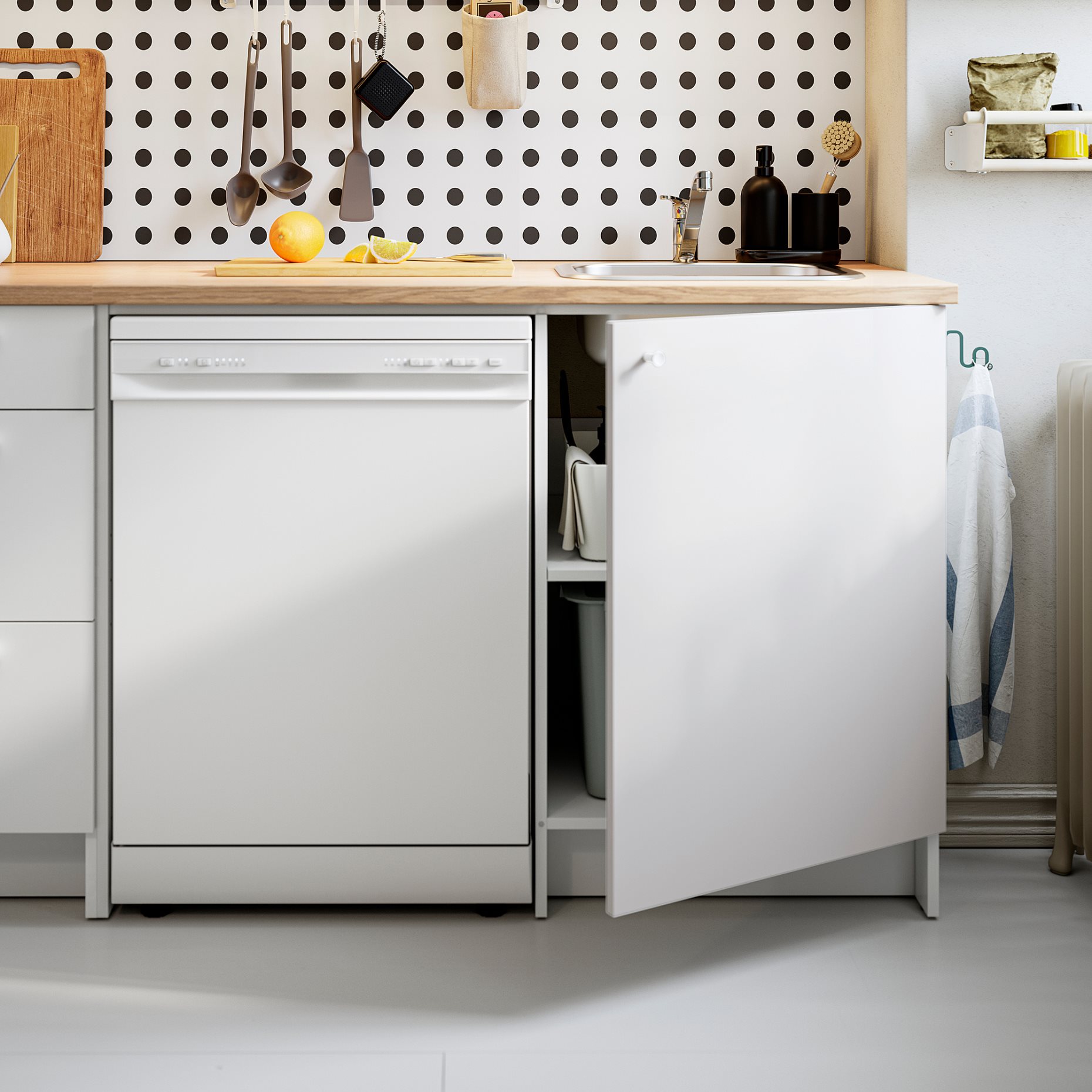 KNOXHULT, base cabinet with door and niche, 120x61x91 cm, 606.040.78