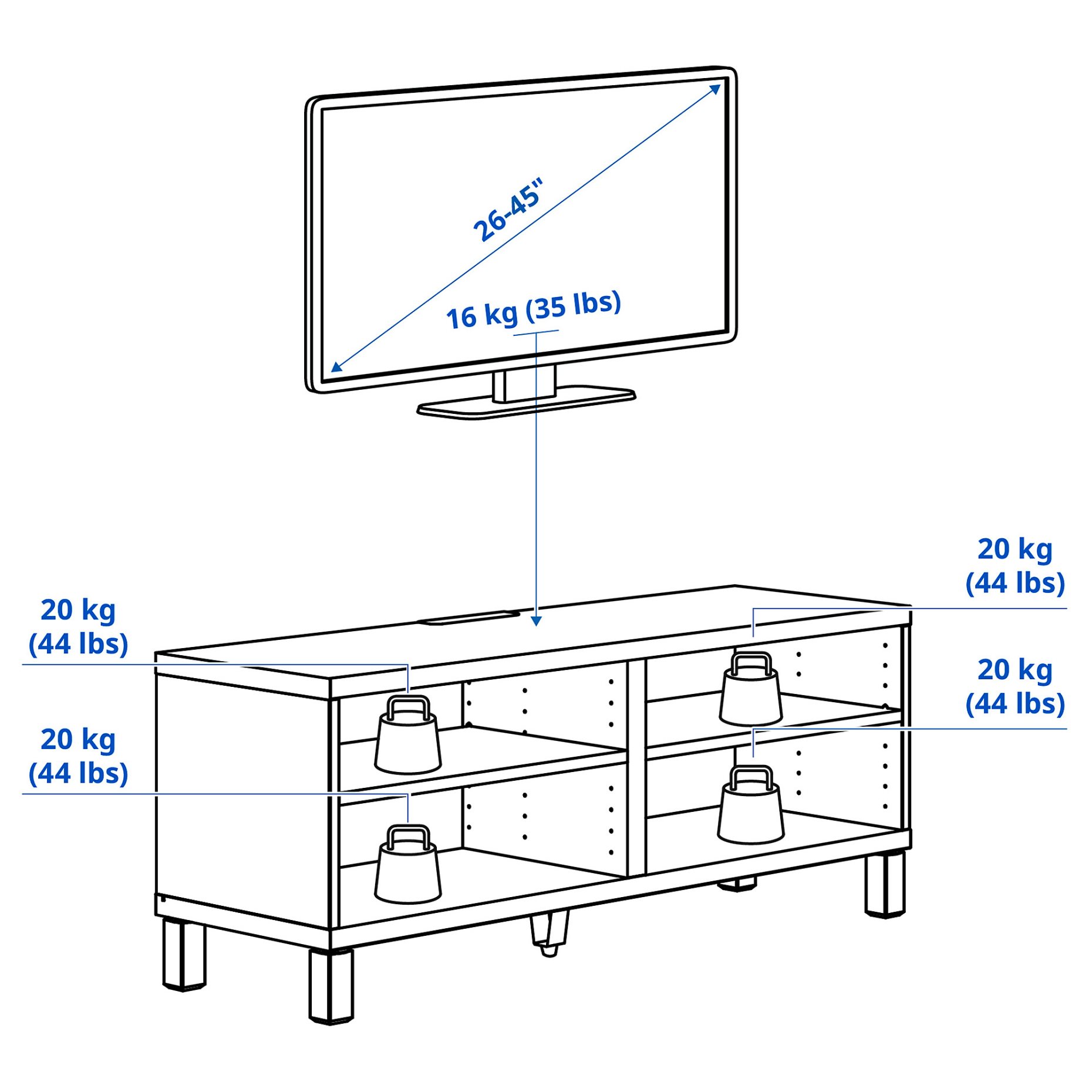 BESTÅ, έπιπλο TV, 120x40x48 cm, 690.612.27