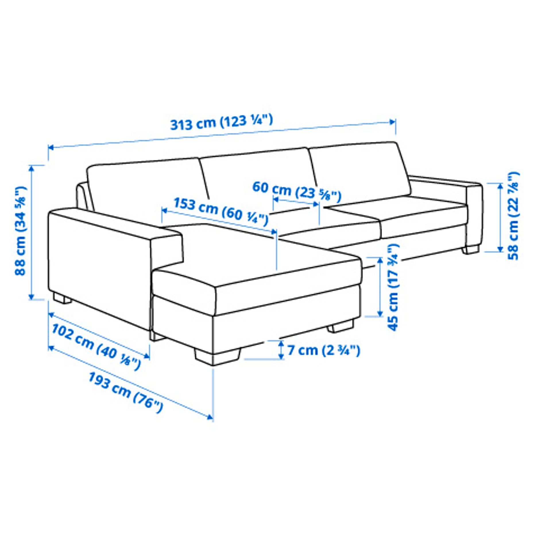 SÖRVALLEN, 4-seat sofa with chaise longue/left, 693.147.91