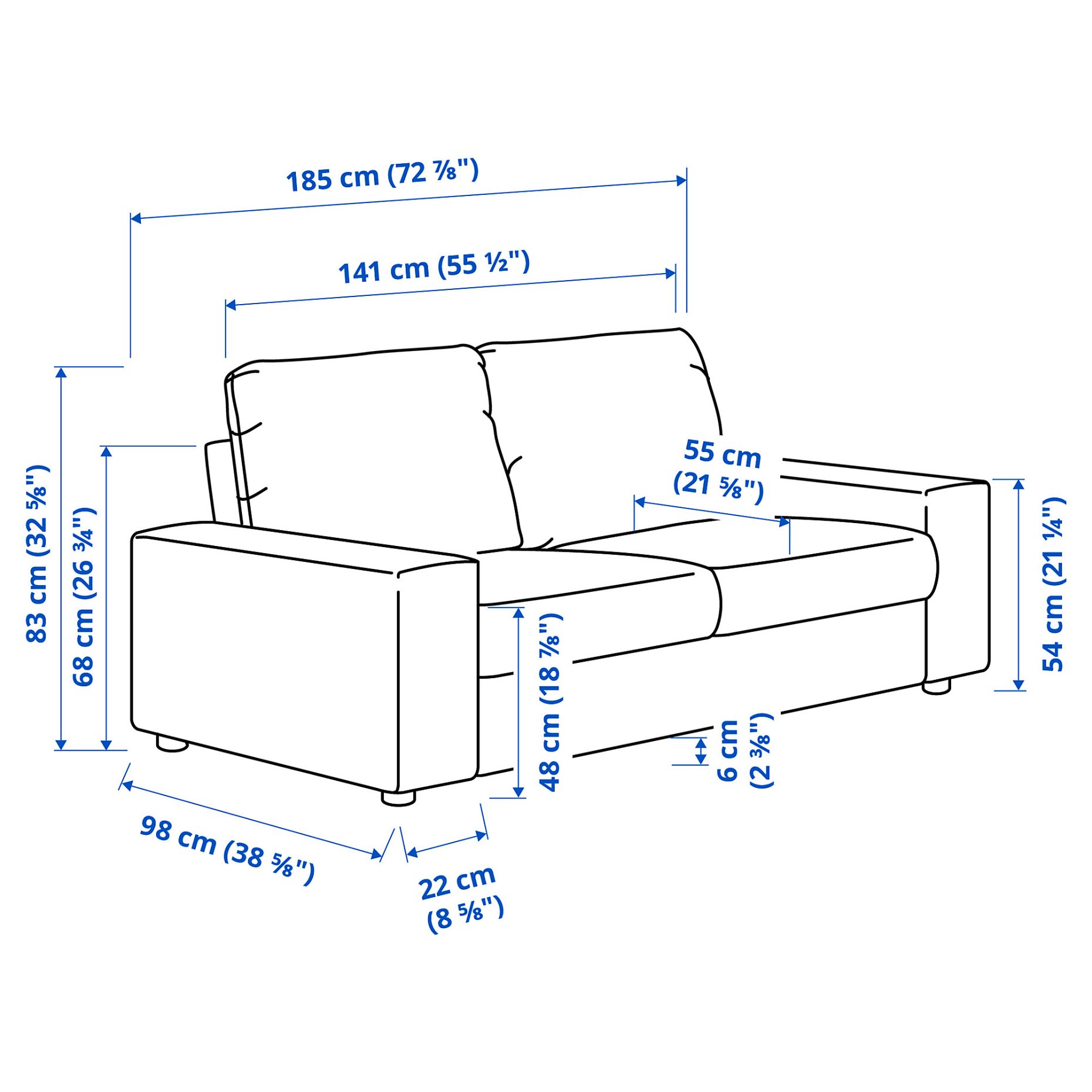 VIMLE, διθέσιος καναπές με πλατιά μπράτσα, 694.005.43