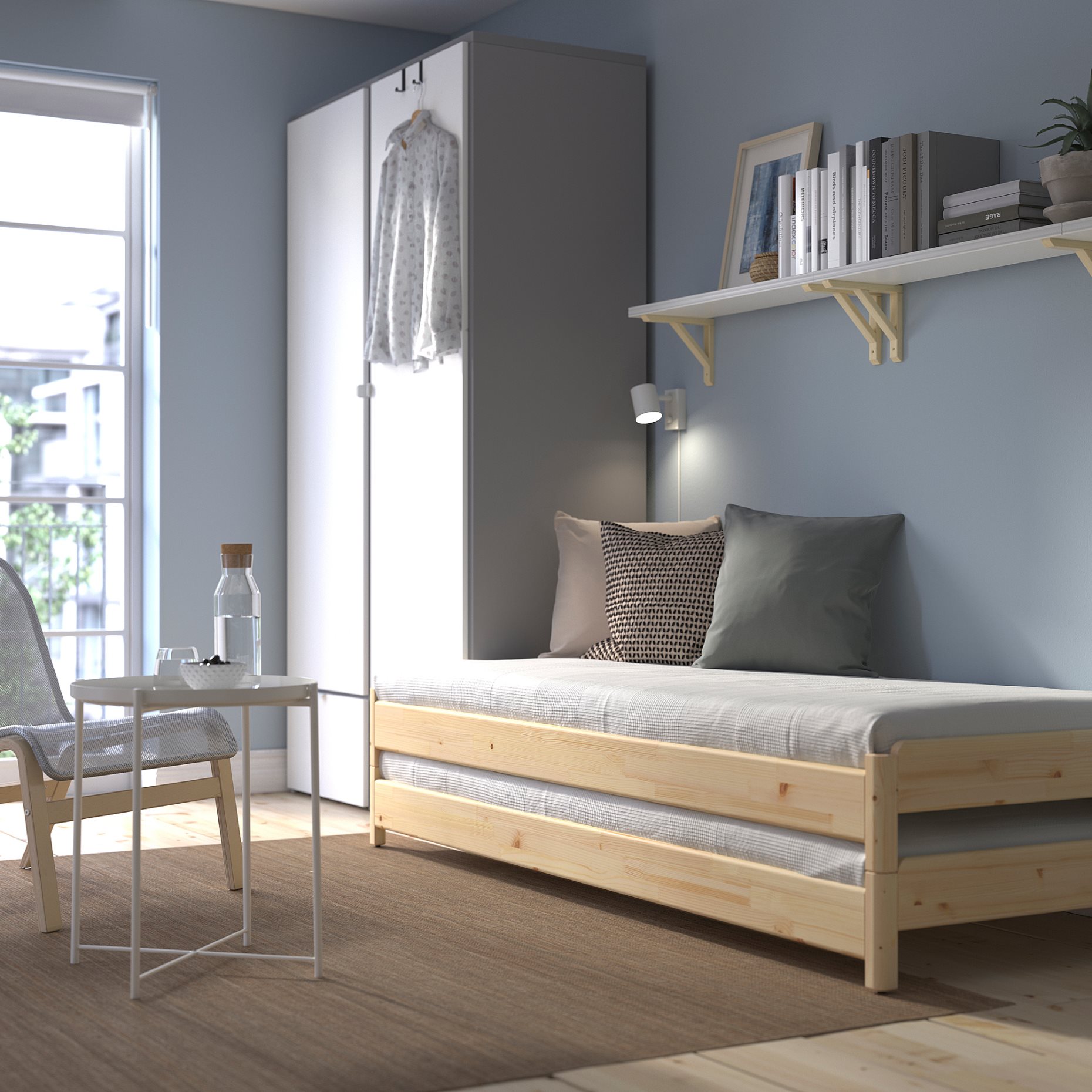 UTÅKER, stackable bed with 2 mattresses/2 pack, 80x200 cm, 694.281.32