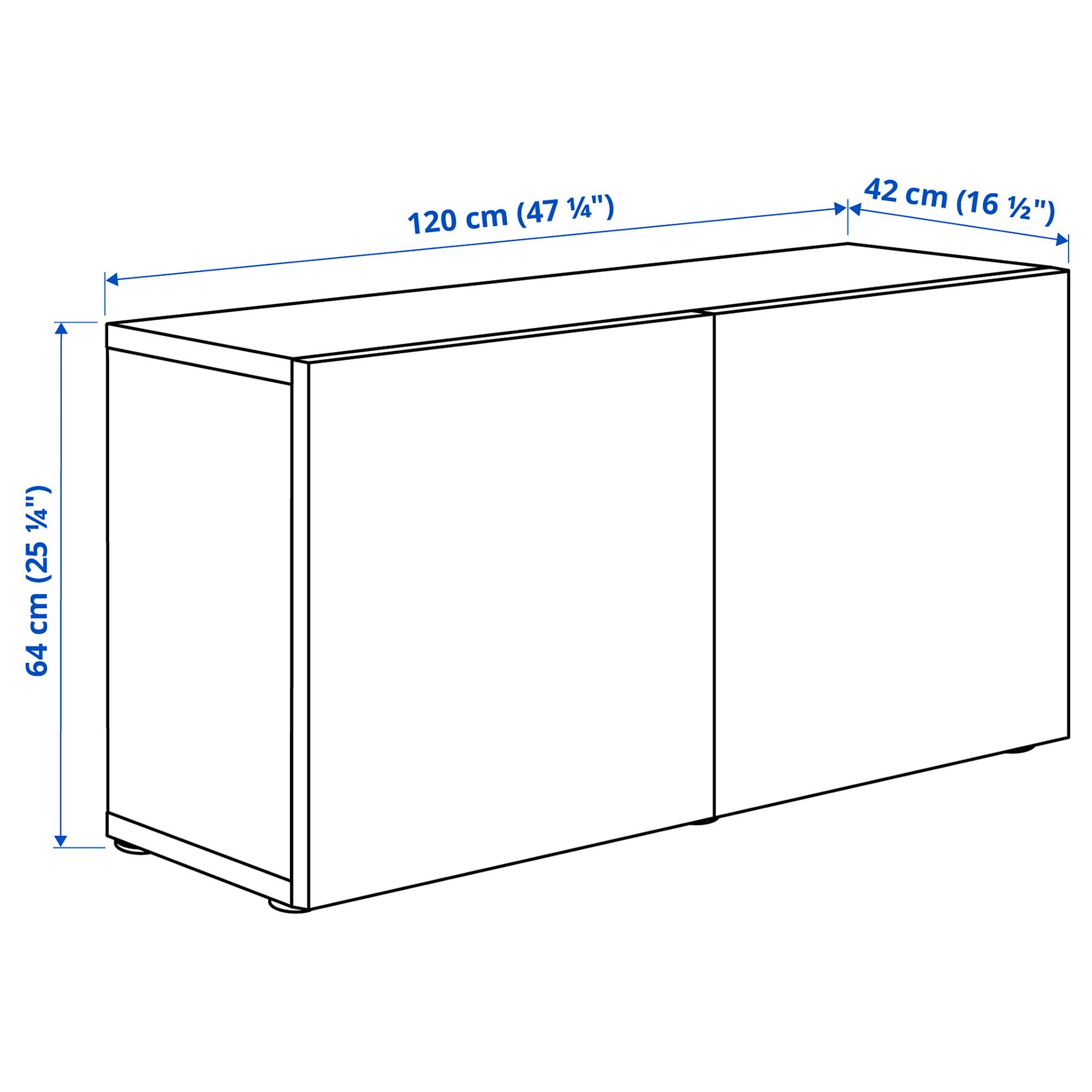 BESTÅ, wall-mounted cabinet combination, 120x42x64 cm, 694.408.55