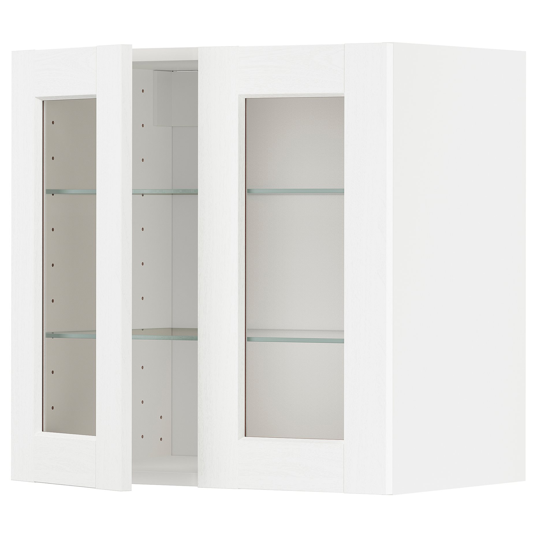 METOD, ντουλάπι τοίχου με ράφια/2 γυάλινες πόρτες, 60x60 cm, 694.734.74