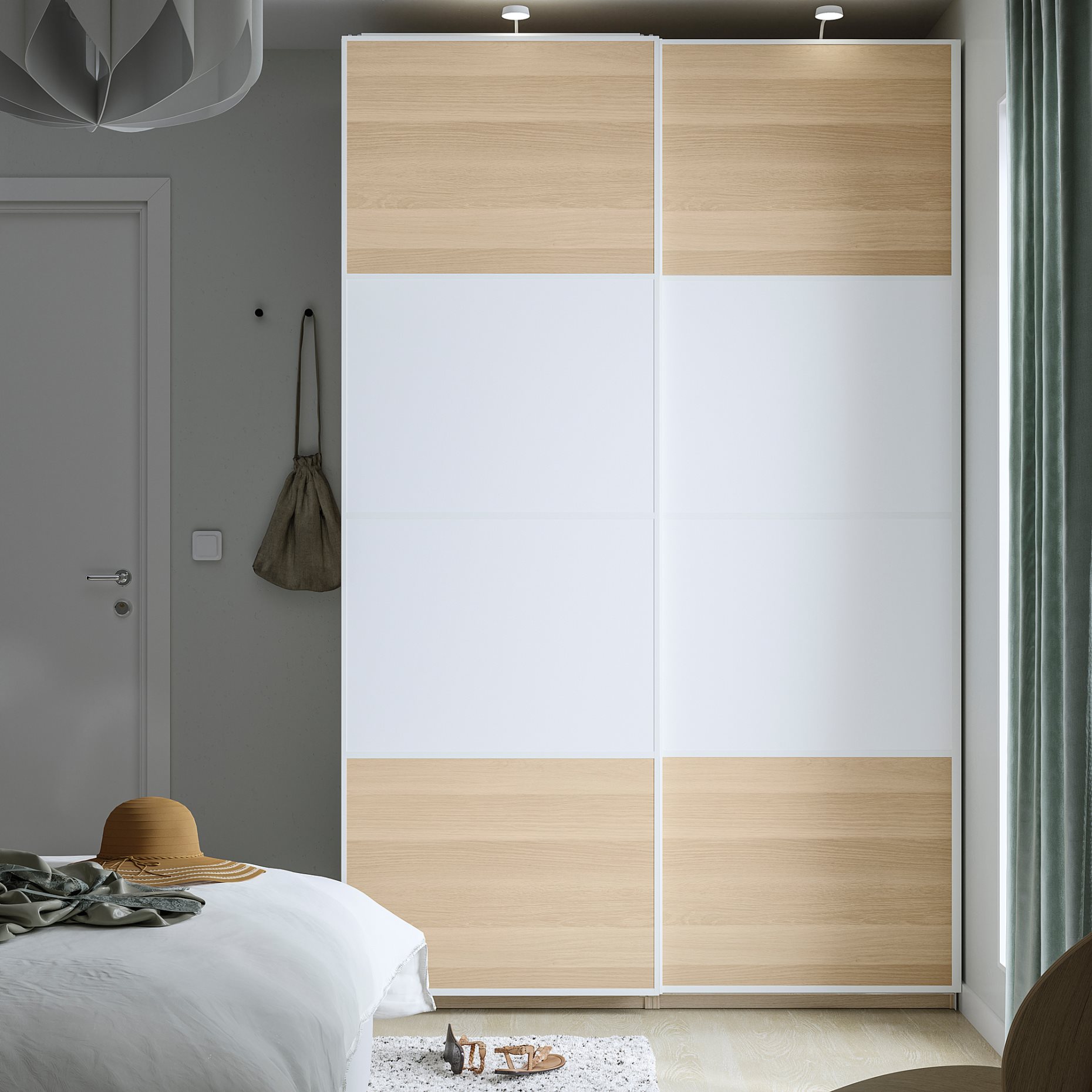 PAX/MEHAMN, ντουλάπα με συρόμενες πόρτες, 150x66x236 cm, 695.028.91