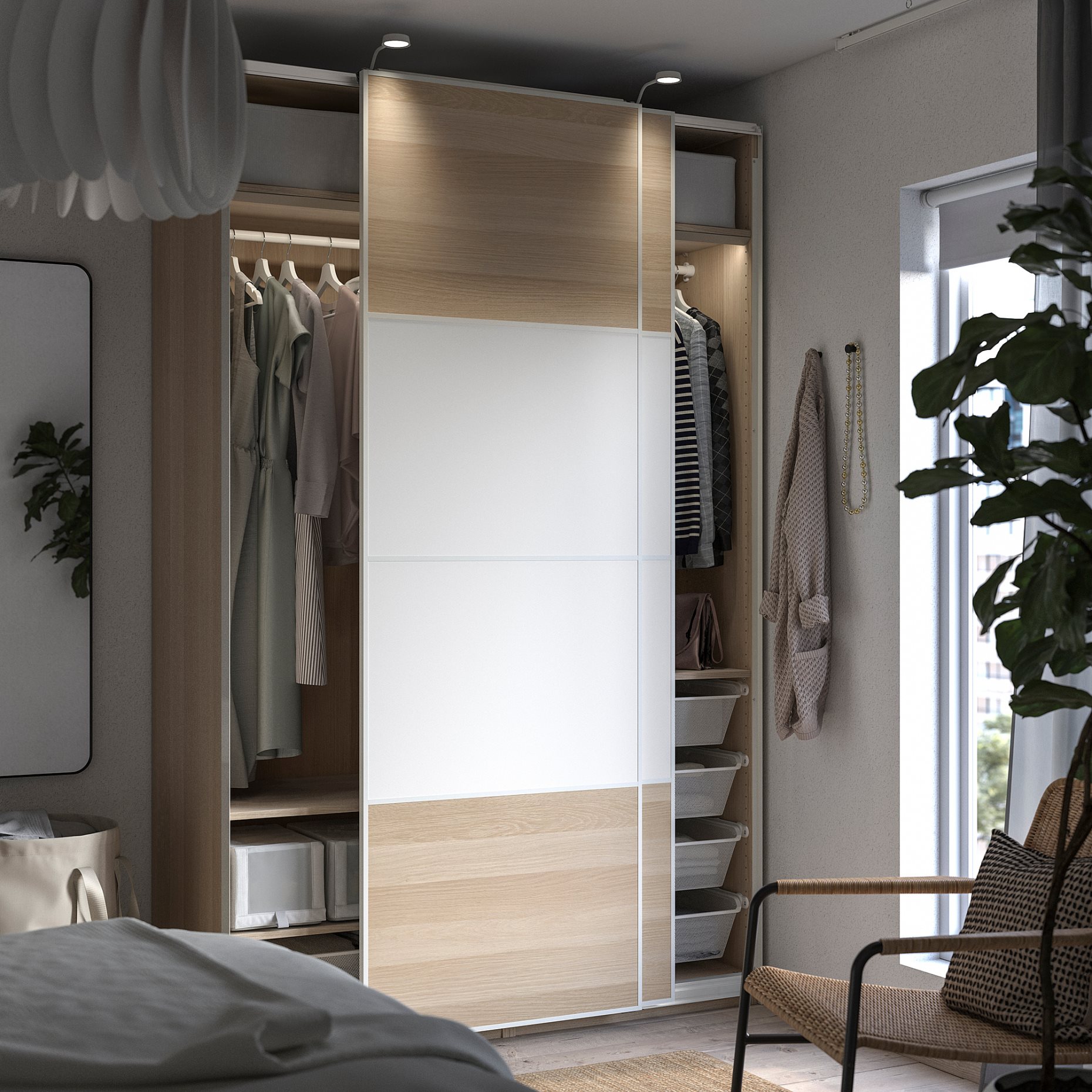 PAX/MEHAMN, ντουλάπα με συρόμενες πόρτες, 150x66x236 cm, 695.028.91