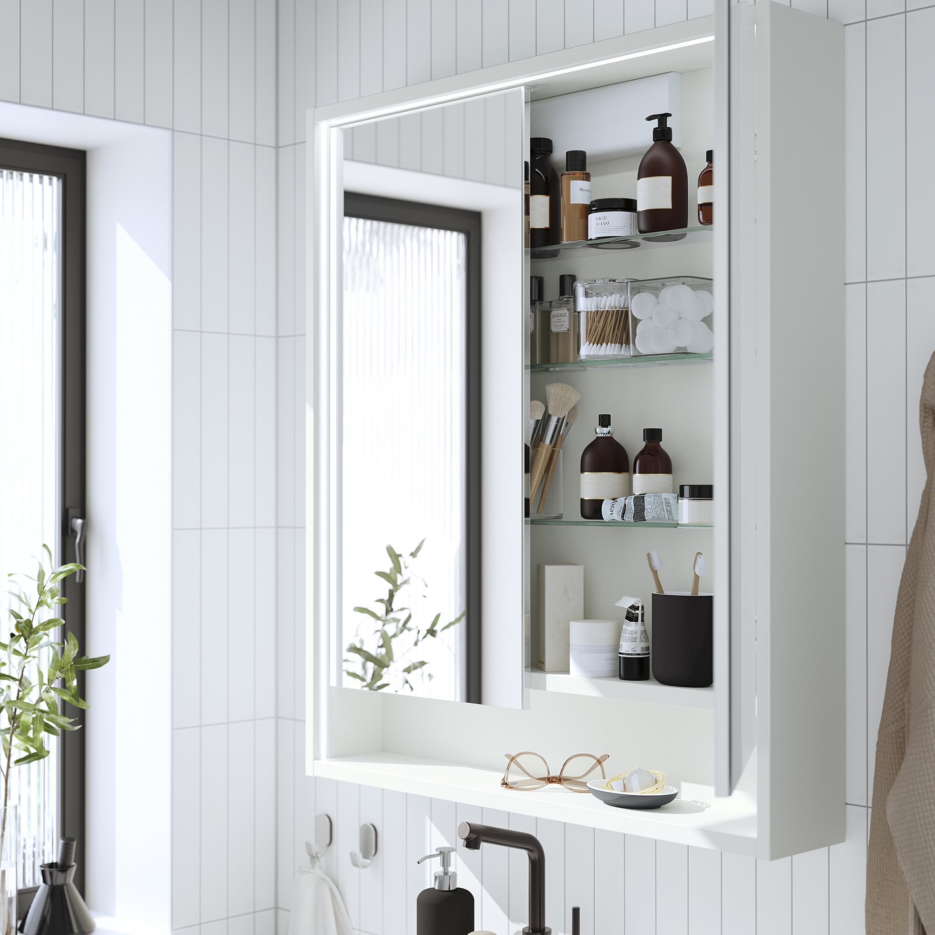 FAXALVEN, mirror cabinet with built-in lighting, 80x15x95 cm, 695.167.13