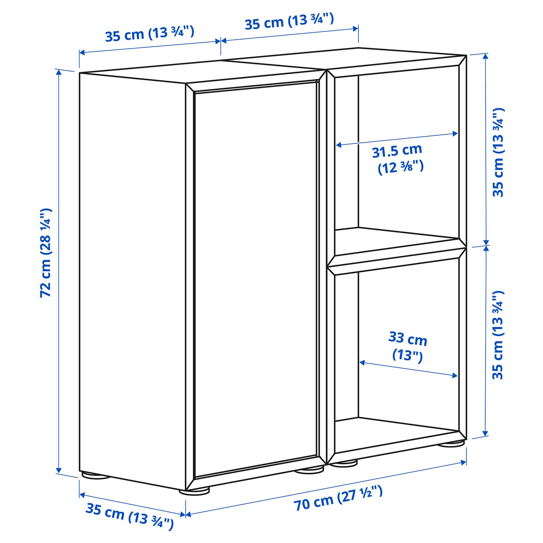 EKET, cabinet combination with feet, 70x35x72 cm, 695.217.38