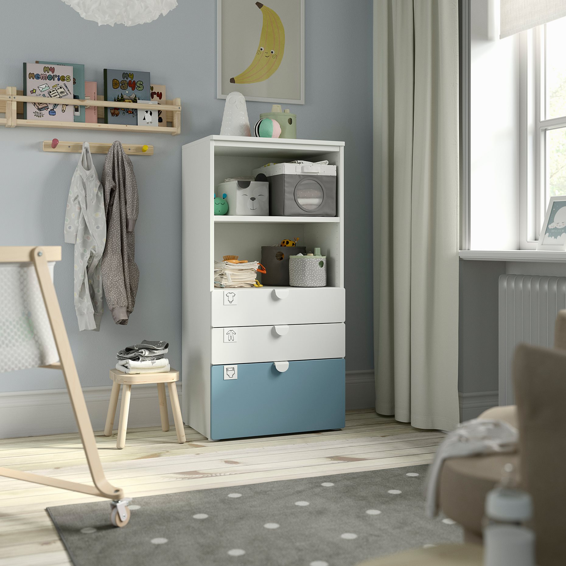 SMASTAD/PLATSA, bookcase with 3 drawers, 60x42x123 cm, 695.439.24