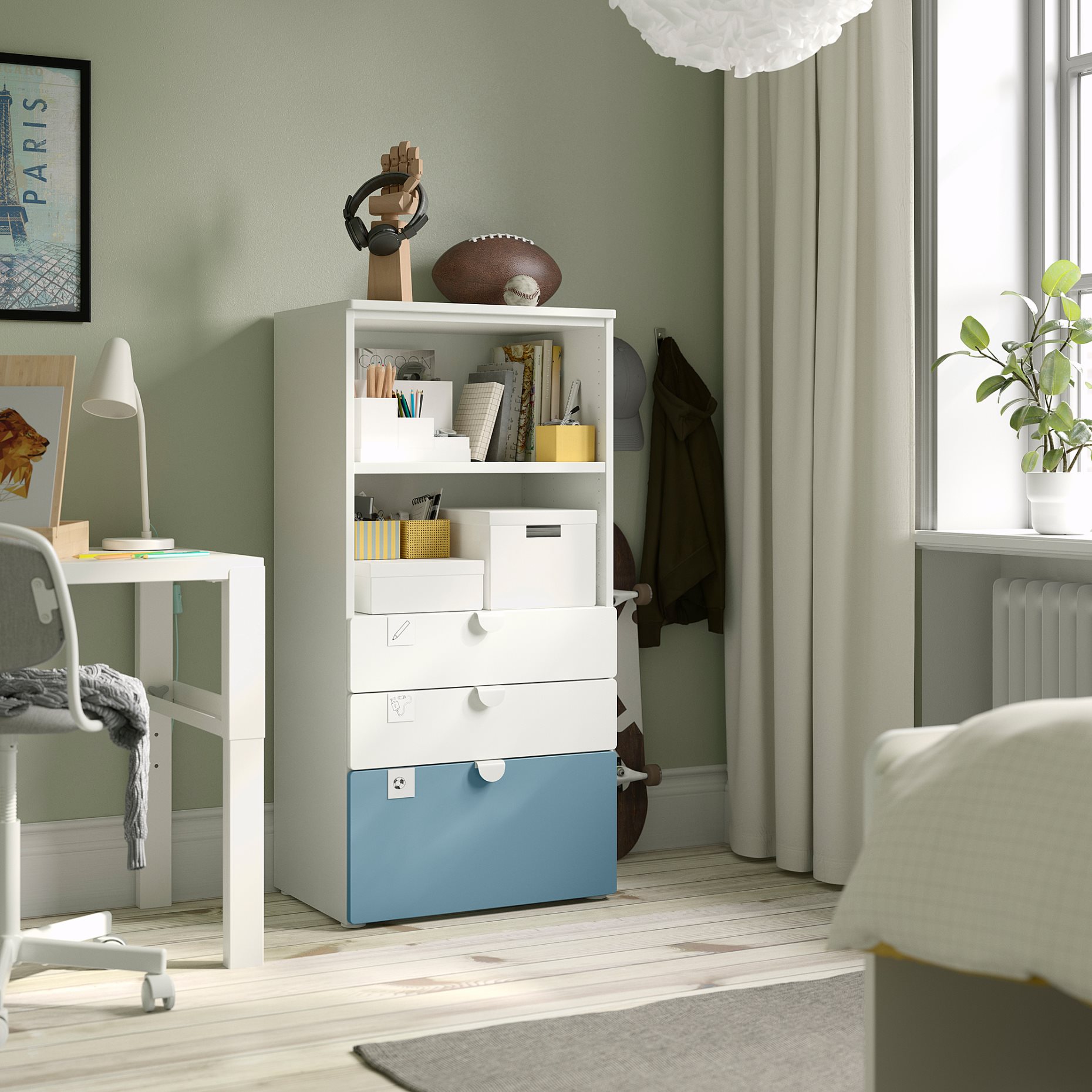 SMASTAD/PLATSA, bookcase with 3 drawers, 60x42x123 cm, 695.439.24
