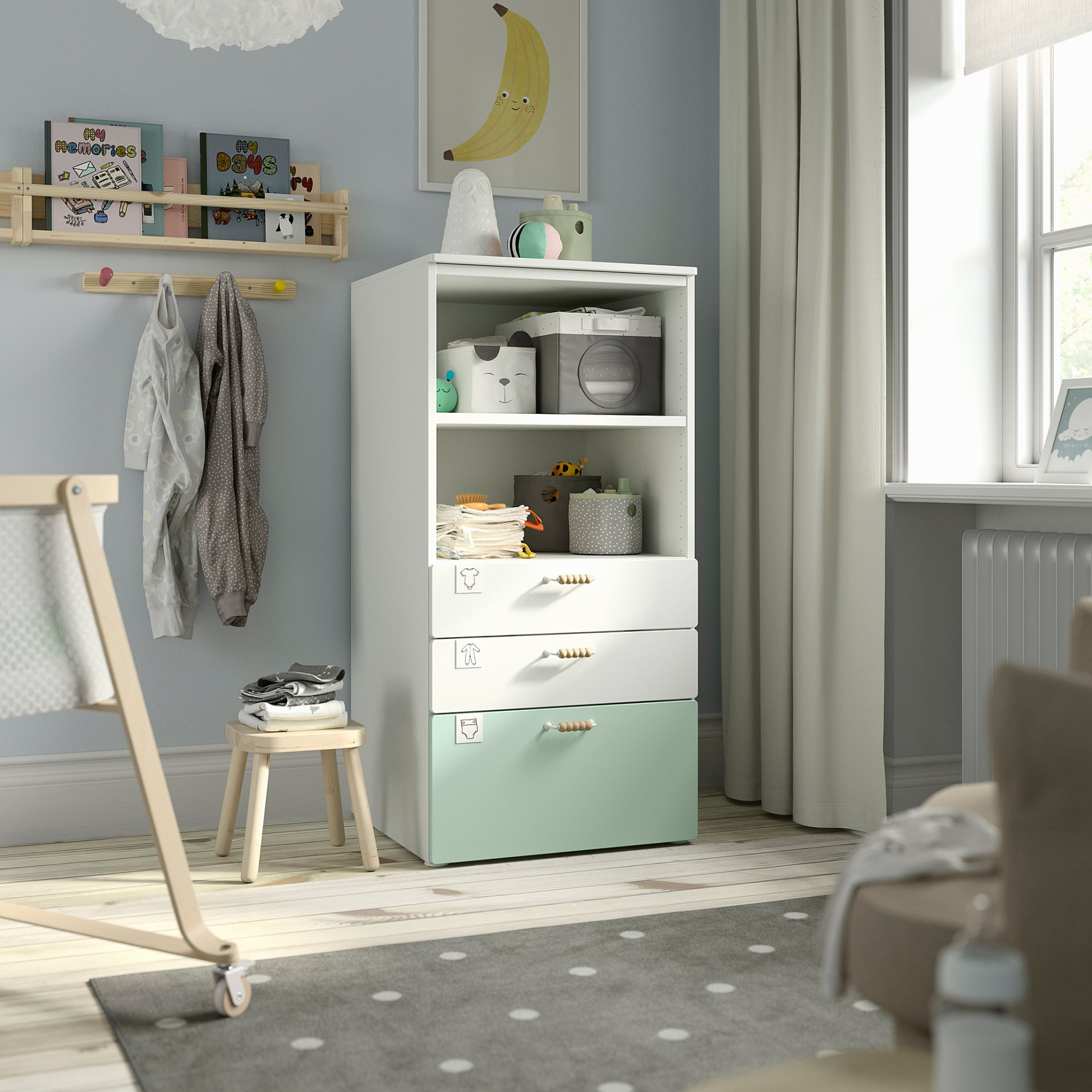 SMASTAD/PLATSA, bookcase with 3 drawers, 60x57x123 cm, 695.446.69