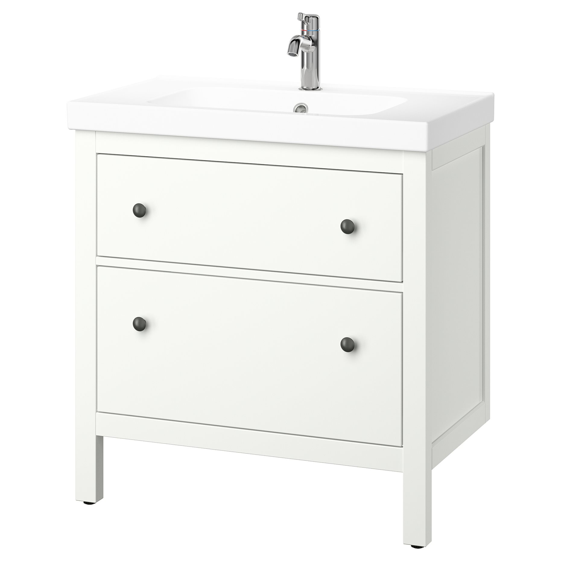 HEMNES/ORRSJON, βάση νιπτήρα με συρτάρια/νιπτήρα/μπαταρία, 82x49x89 cm, 695.467.91