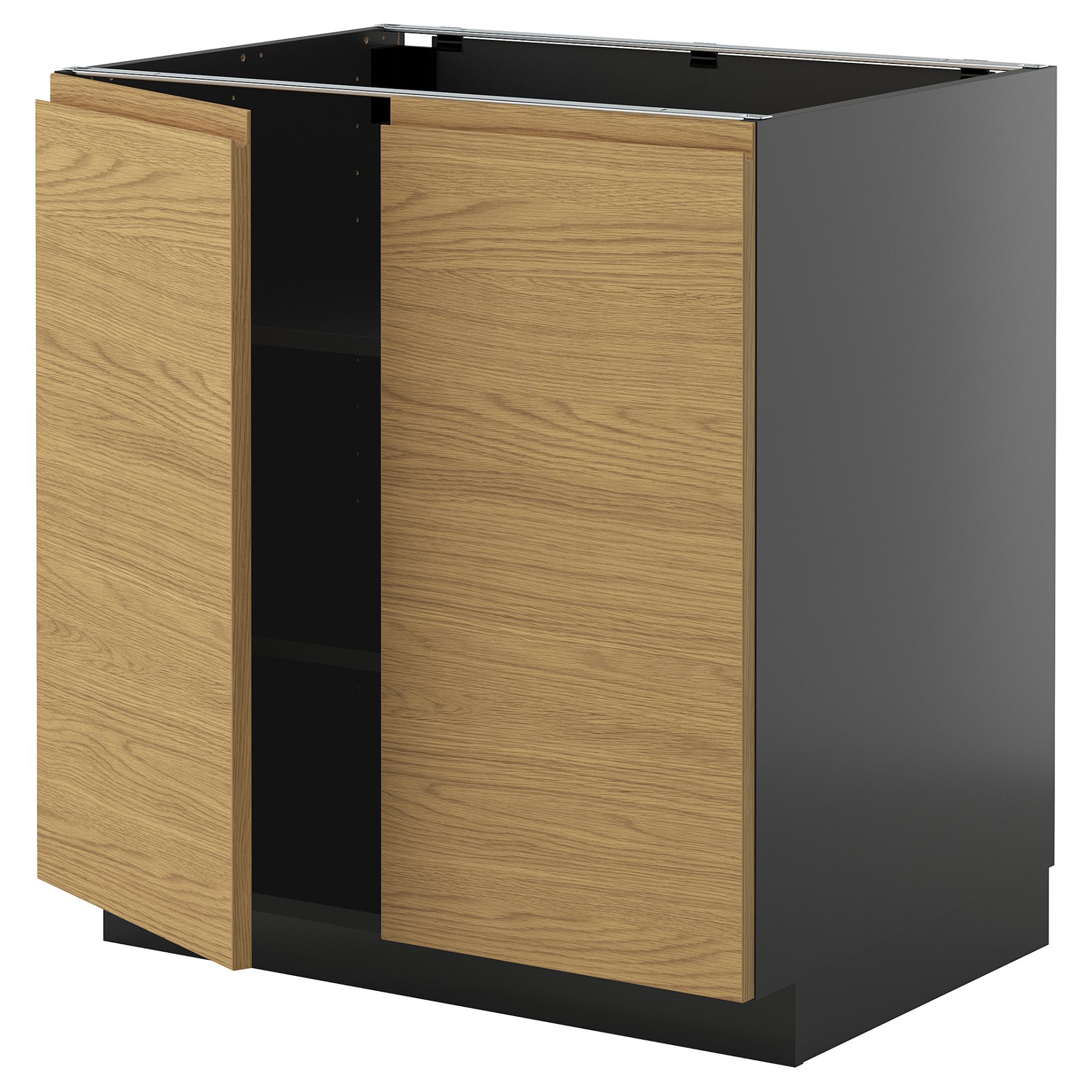 METOD, base cabinet with shelves/2 doors, 80x60 cm, 695.876.54