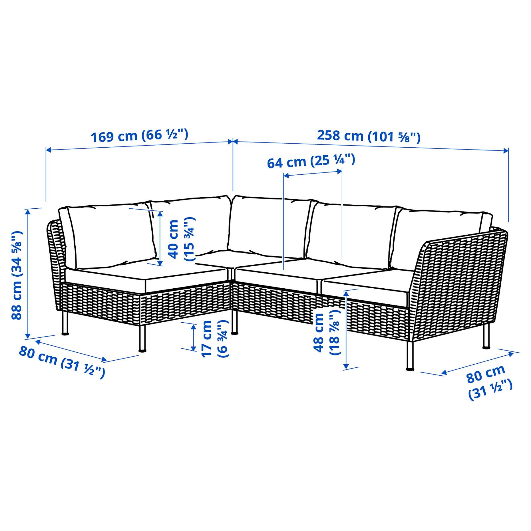 VITTSKÄR, 3-seat modular corner sofa, οutdoor, 695.911.61