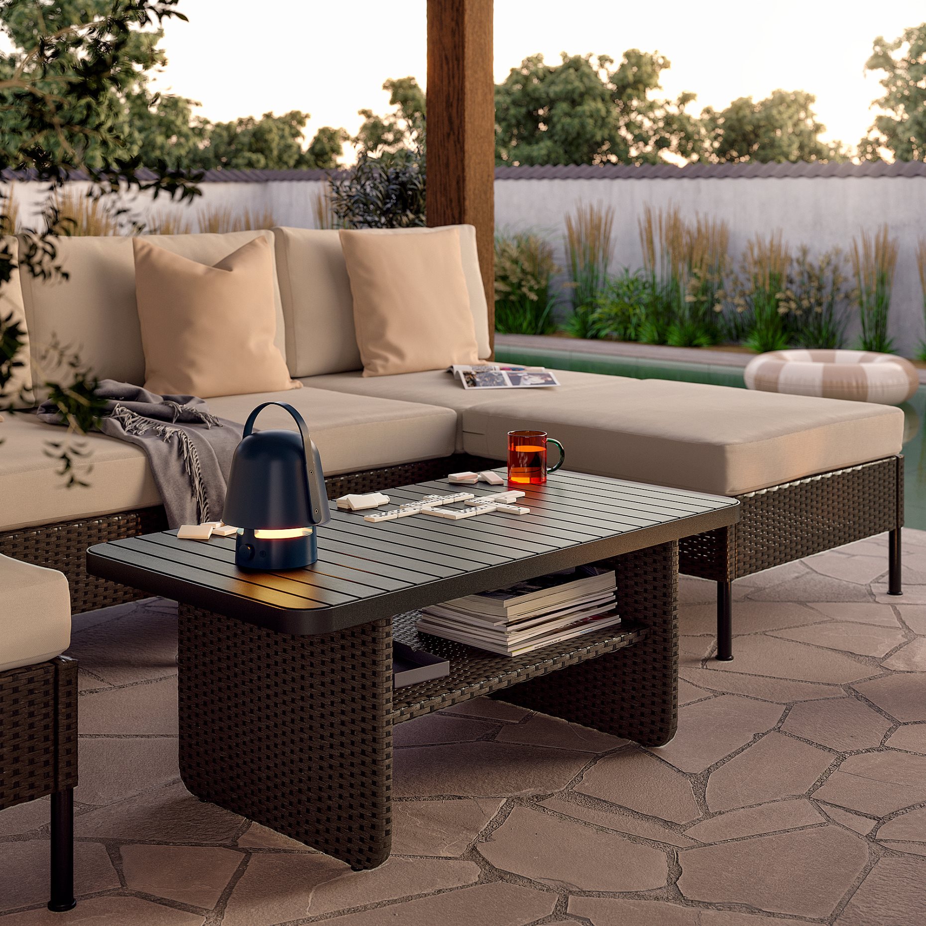 VITTSKÄR, 3-seat conversation set with chaise longue, outdoor, 695.912.55