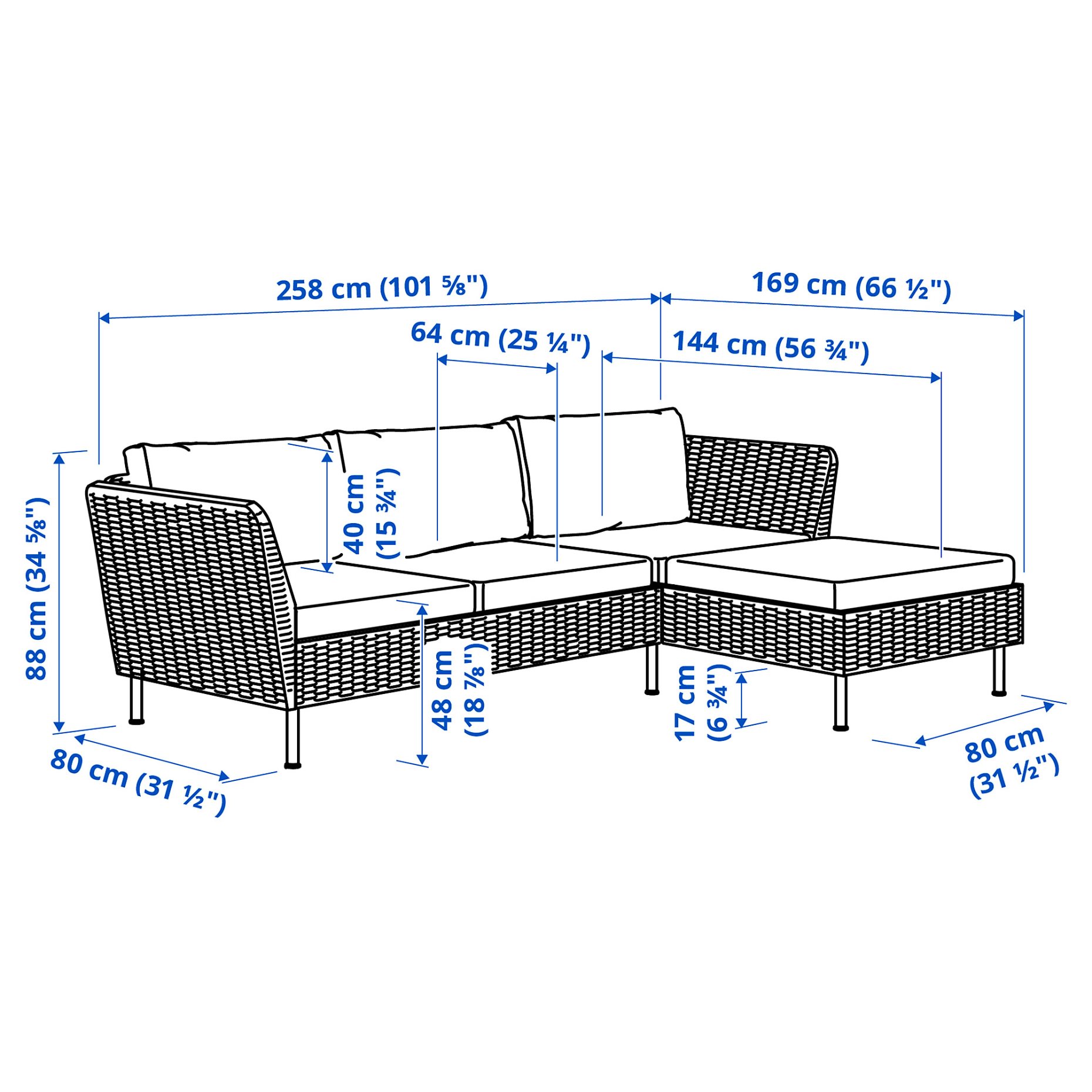 VITTSKÄR, 3-seat conversation set with chaise longue, outdoor, 695.912.55