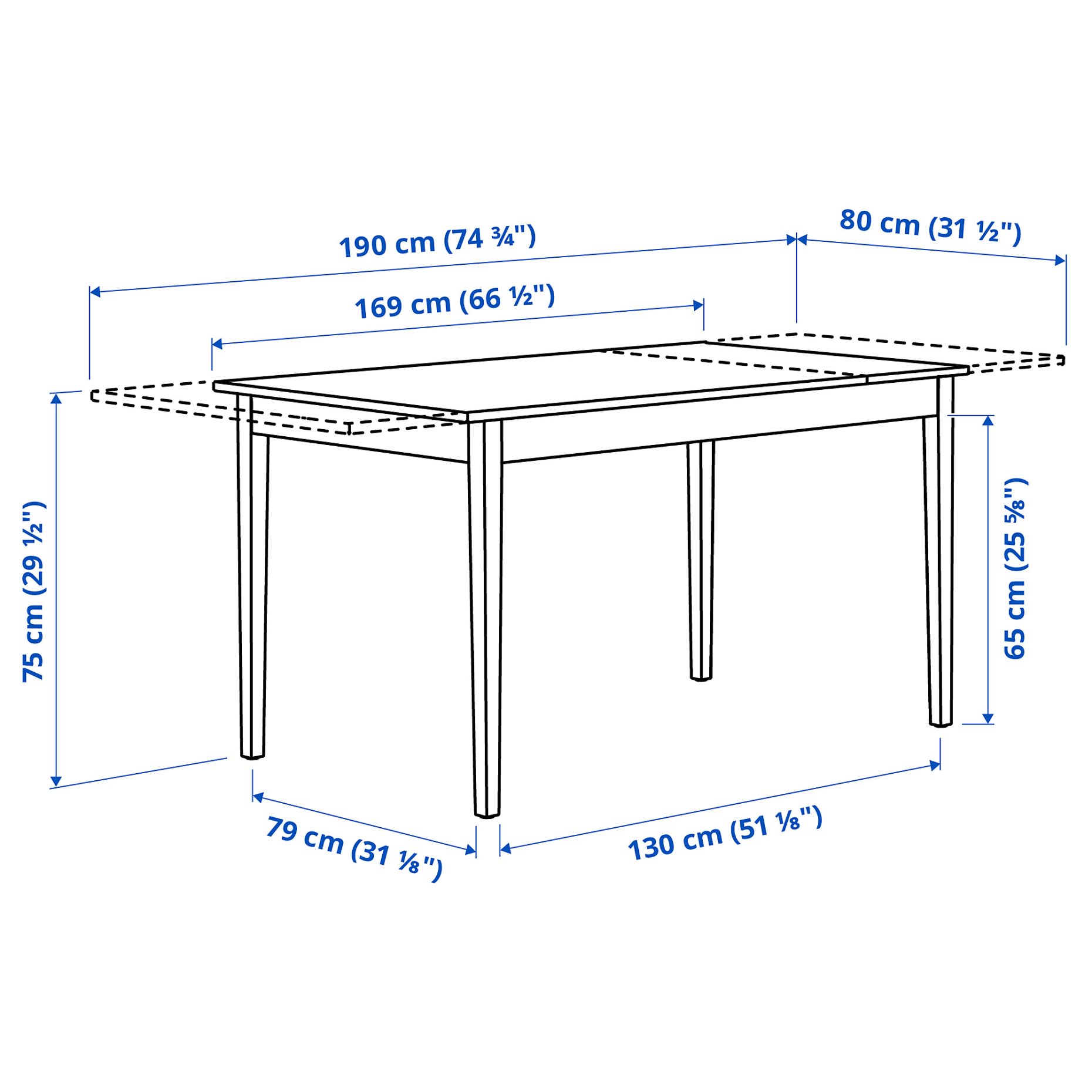 NÄSINGE/BERGMUN, table and 4 chairs, 130/190x80 cm, 695.969.41