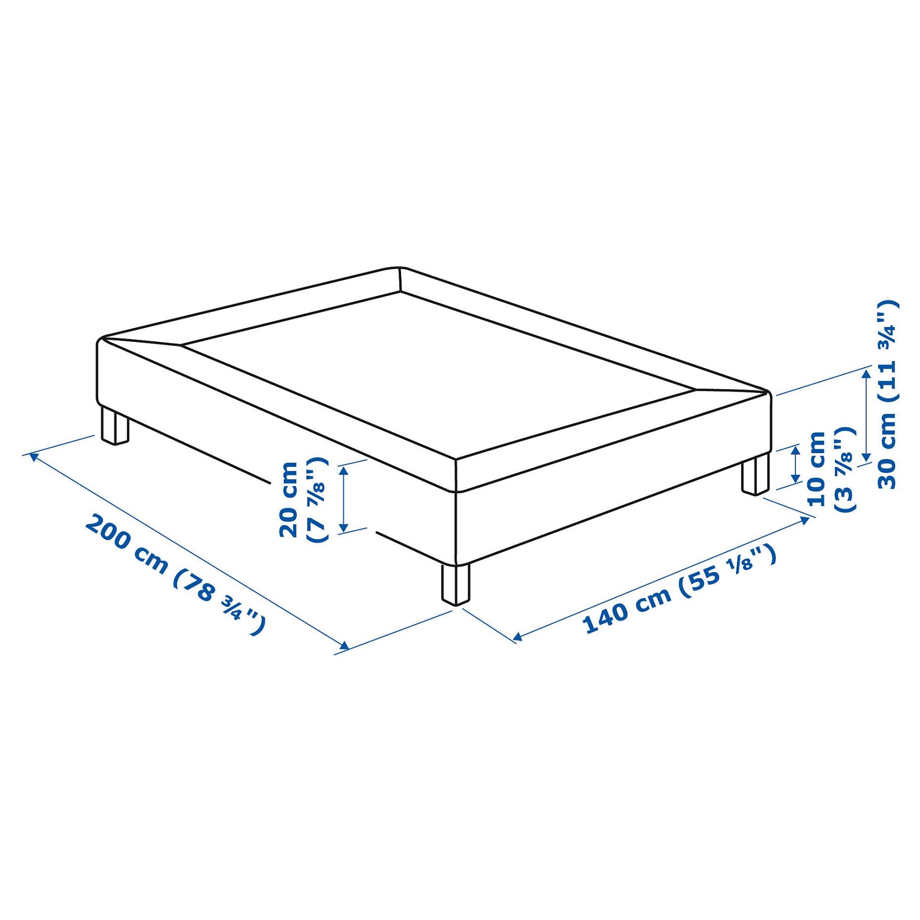 LYNGOR, slatted mattress base with legs, 140x200 cm, 696.082.70