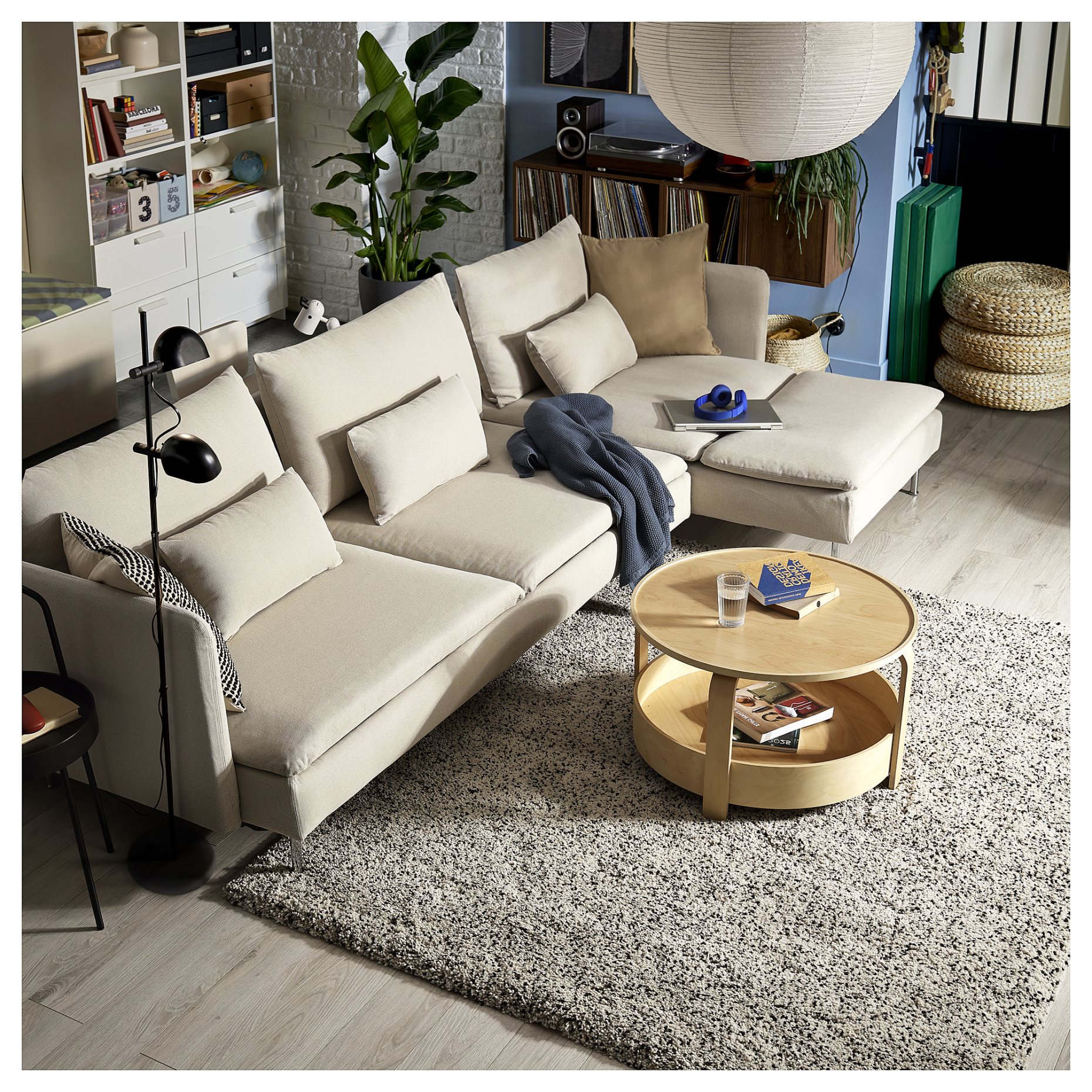 SÖDERHAMN, 4-seat sofa-bed with chaise longue, 696.161.28